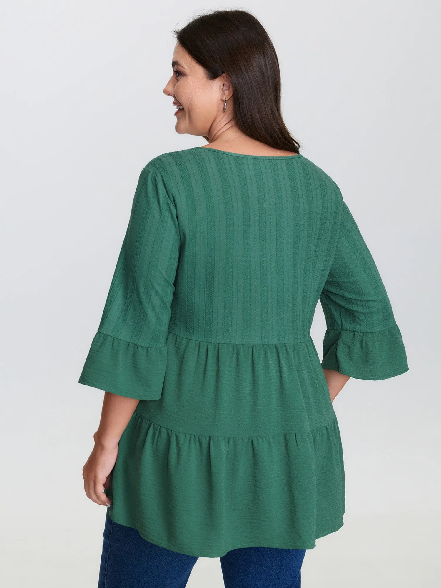 Textured Tiered Neck-Tie Blouse sold by Bloomchic product image thumbnail 4