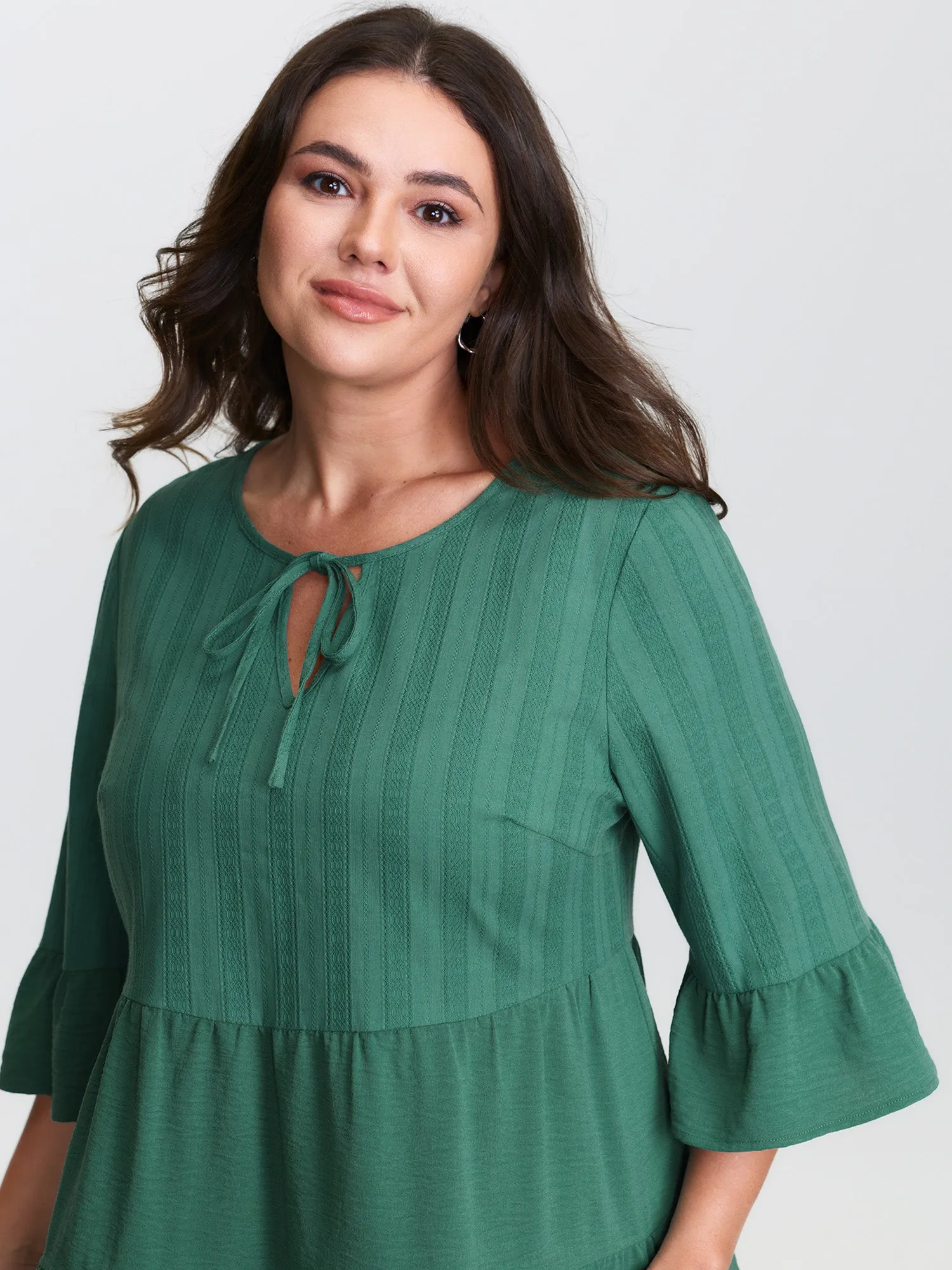 Textured Tiered Neck-Tie Blouse sold by Bloomchic product image thumbnail 2