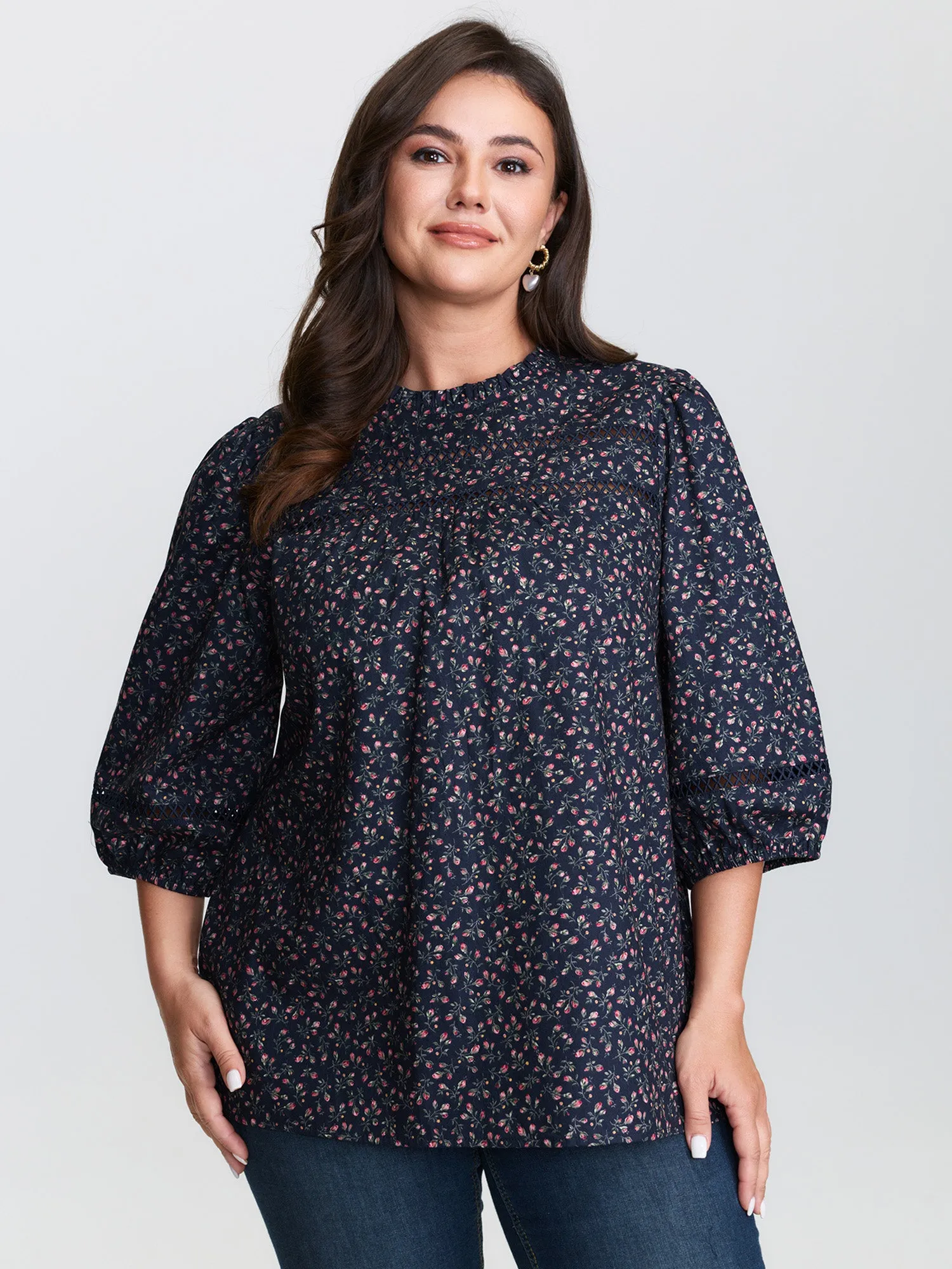 Pure Cotton Floral Lace Trim Blouse sold by Bloomchic