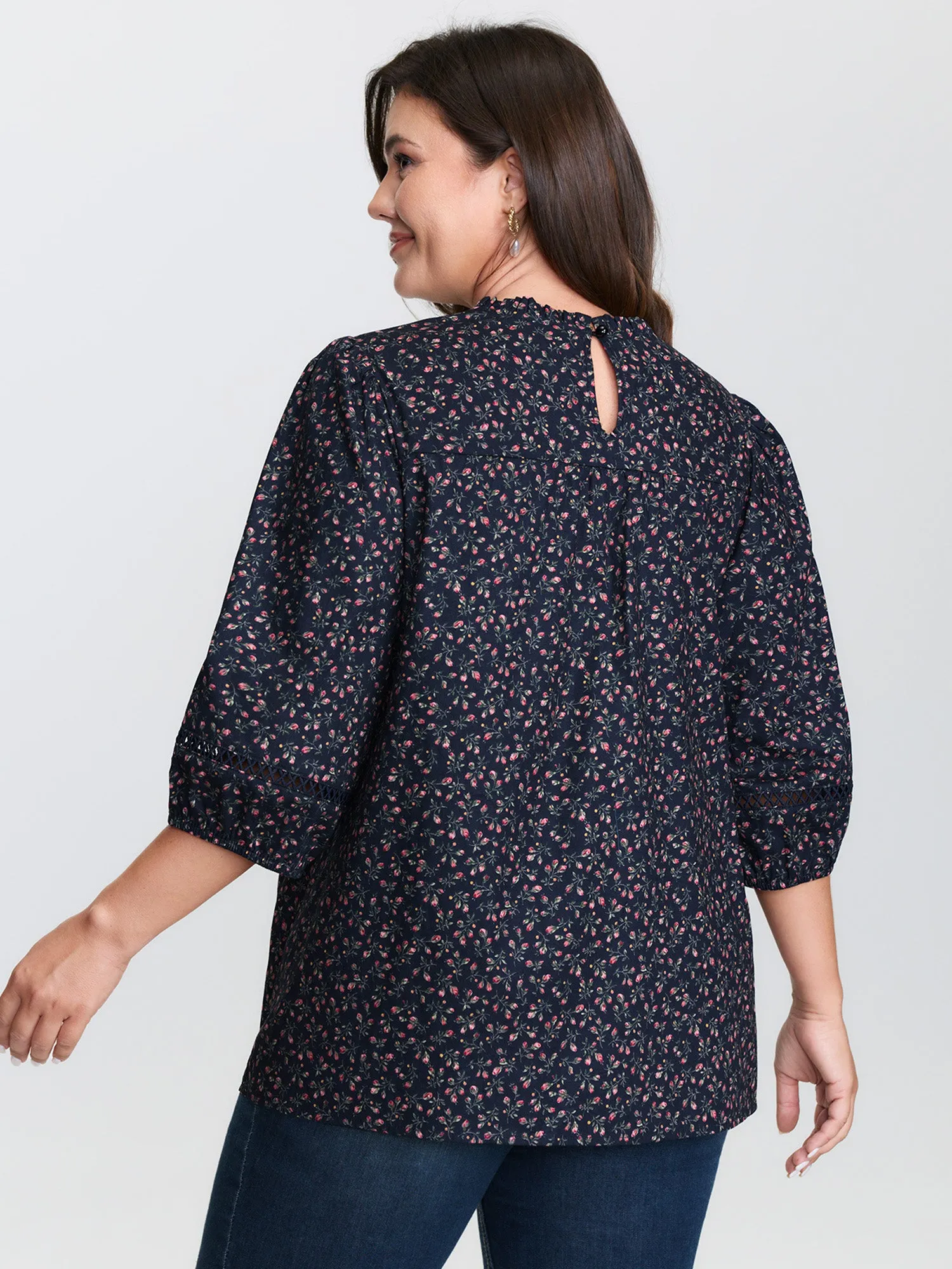 Pure Cotton Floral Lace Trim Blouse sold by Bloomchic product image thumbnail 5