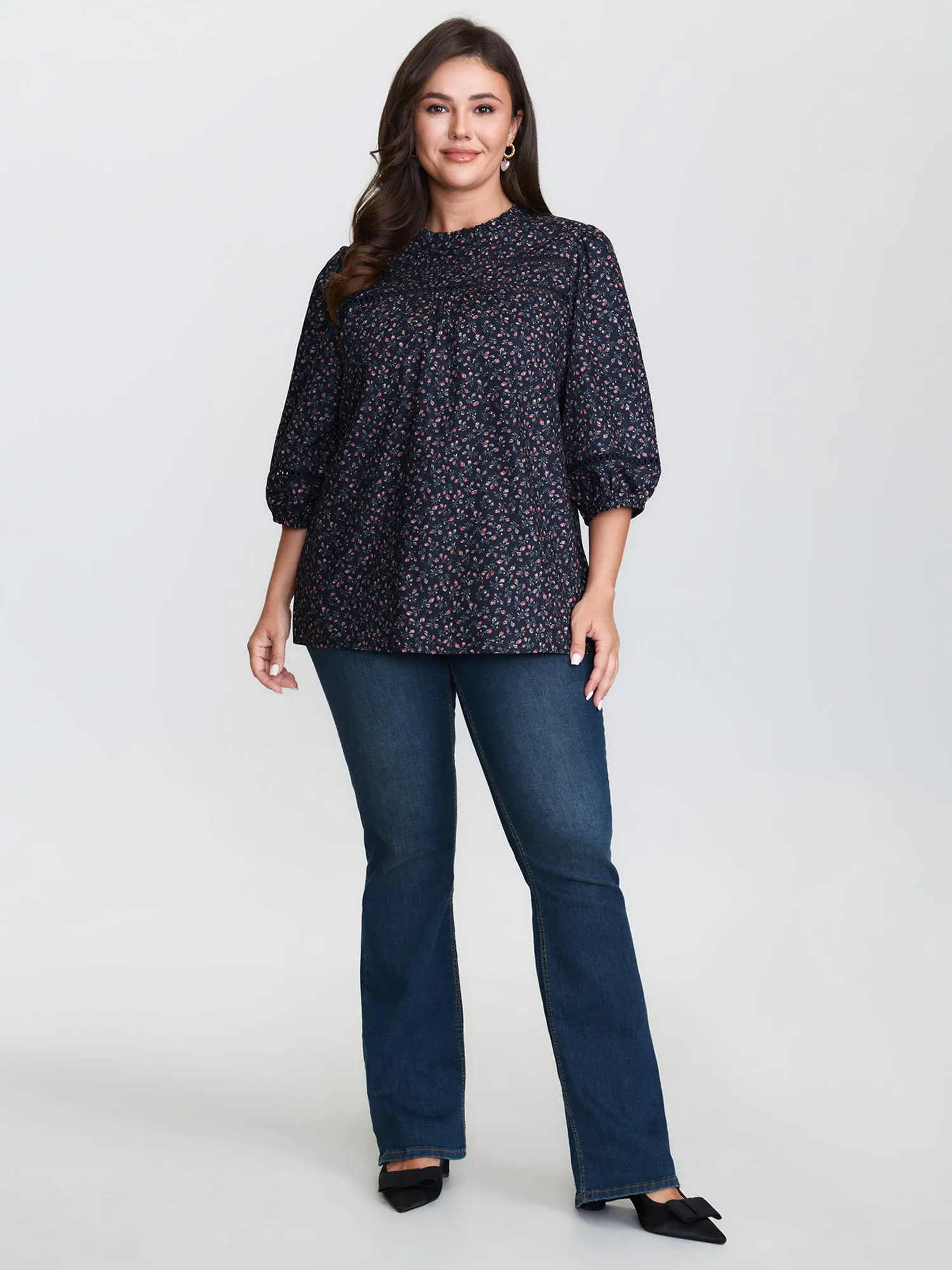 Pure Cotton Floral Lace Trim Blouse sold by Bloomchic product image thumbnail 3