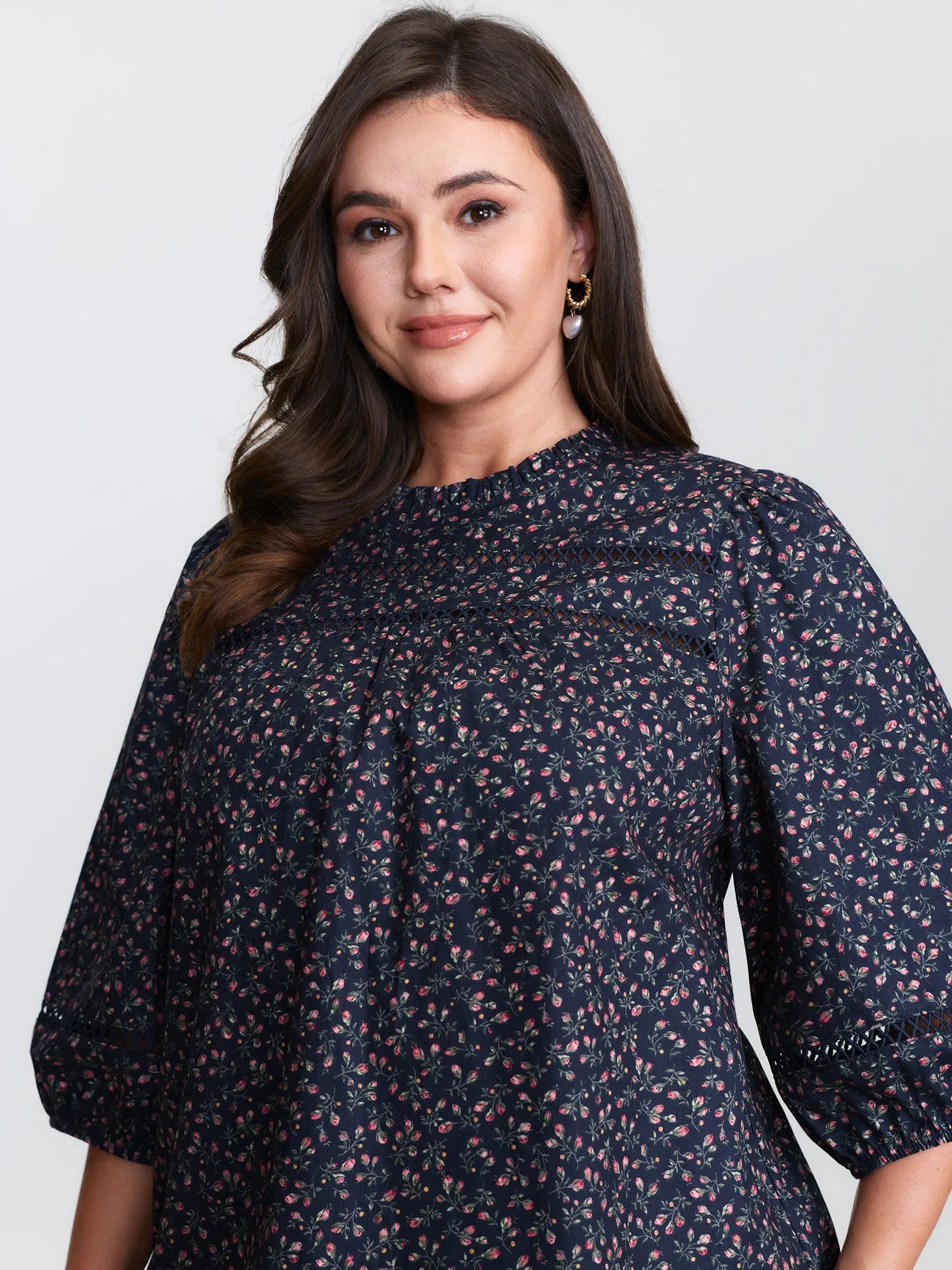 Pure Cotton Floral Lace Trim Blouse sold by Bloomchic product image thumbnail 2