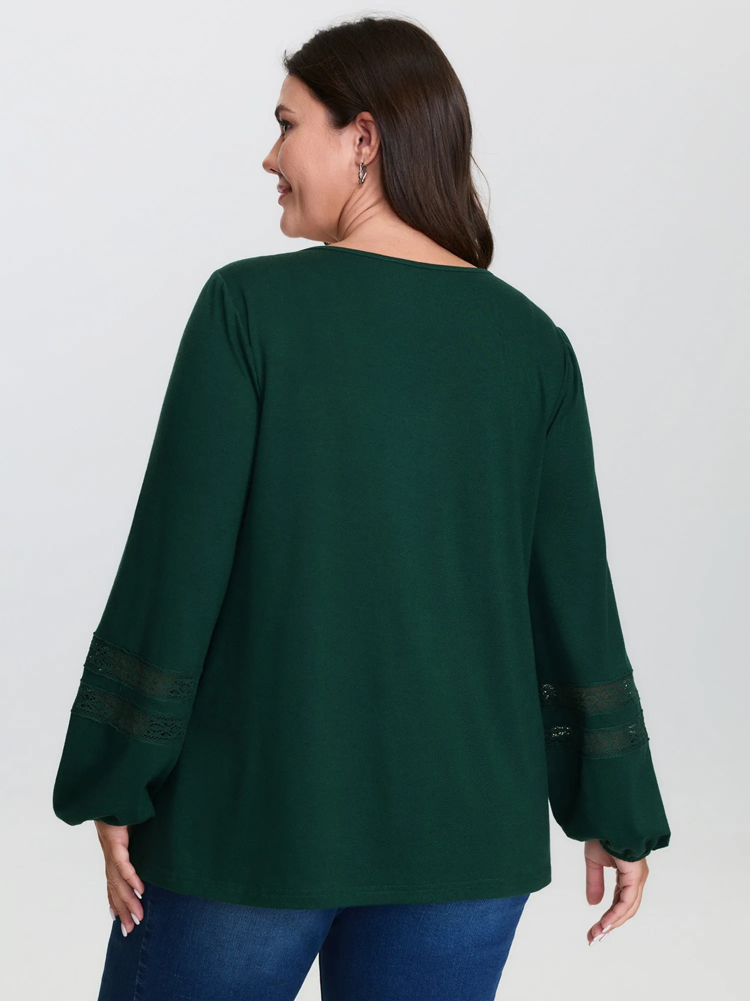 Sweet Floral Embroidery Lace Trim T-Shirt sold by Bloomchic product image thumbnail 4