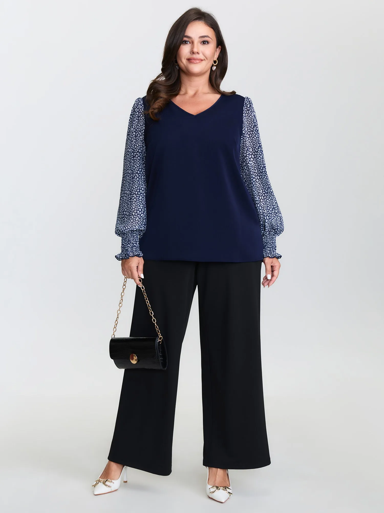 Leopard Print Contrast V-Neck Knit Top sold by Bloomchic product image thumbnail 3