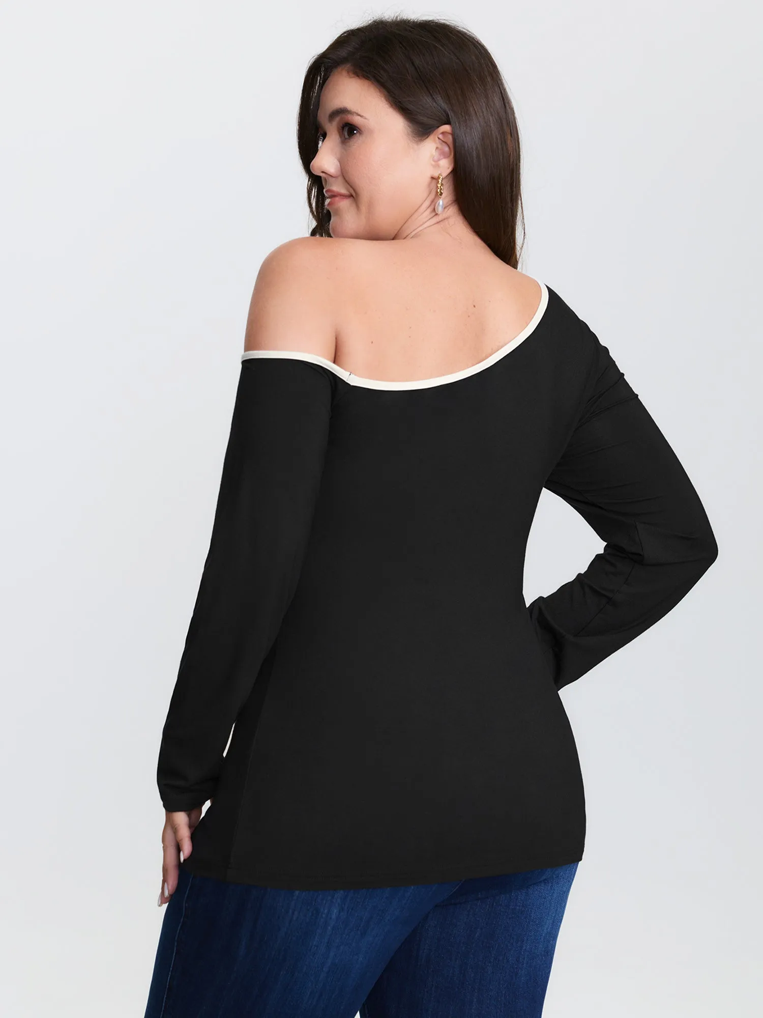 Supersoft Stretchy One-Shoulder T-Shirt sold by Bloomchic product image thumbnail 5