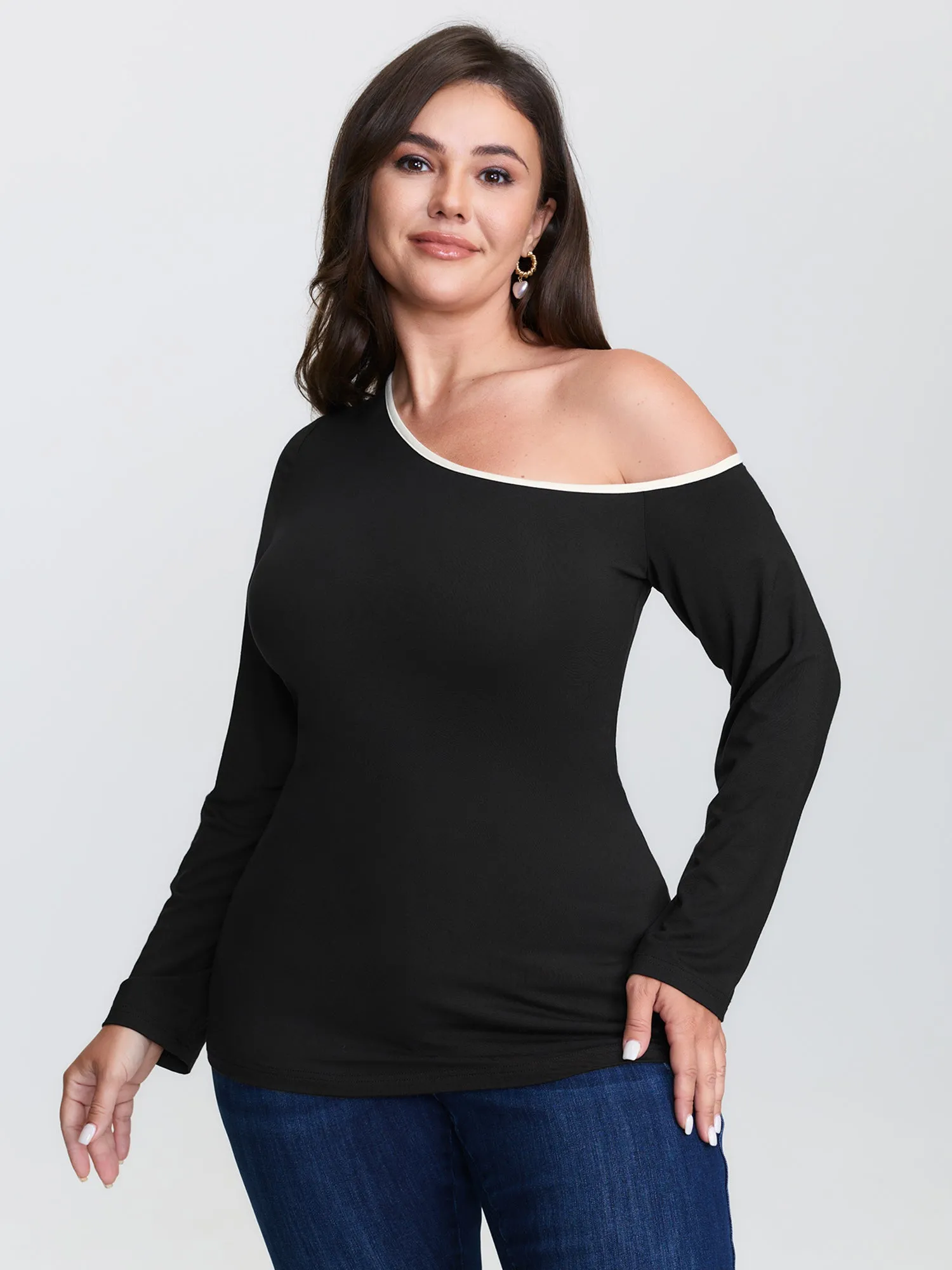 Supersoft Stretchy One-Shoulder T-Shirt sold by Bloomchic