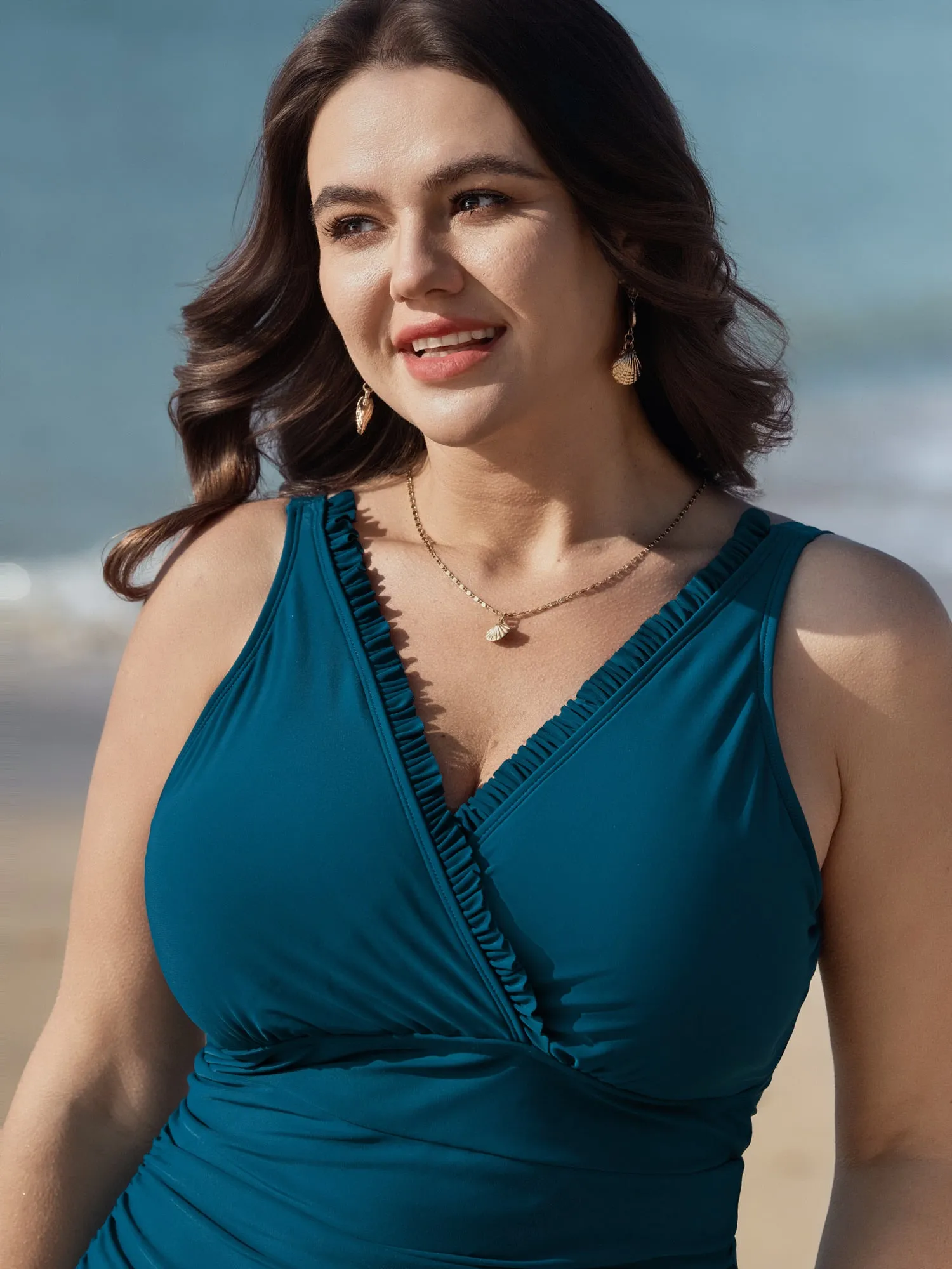 Ruffled Back Cut-Out One-Piece Swimsuit sold by Bloomchic product image thumbnail 2