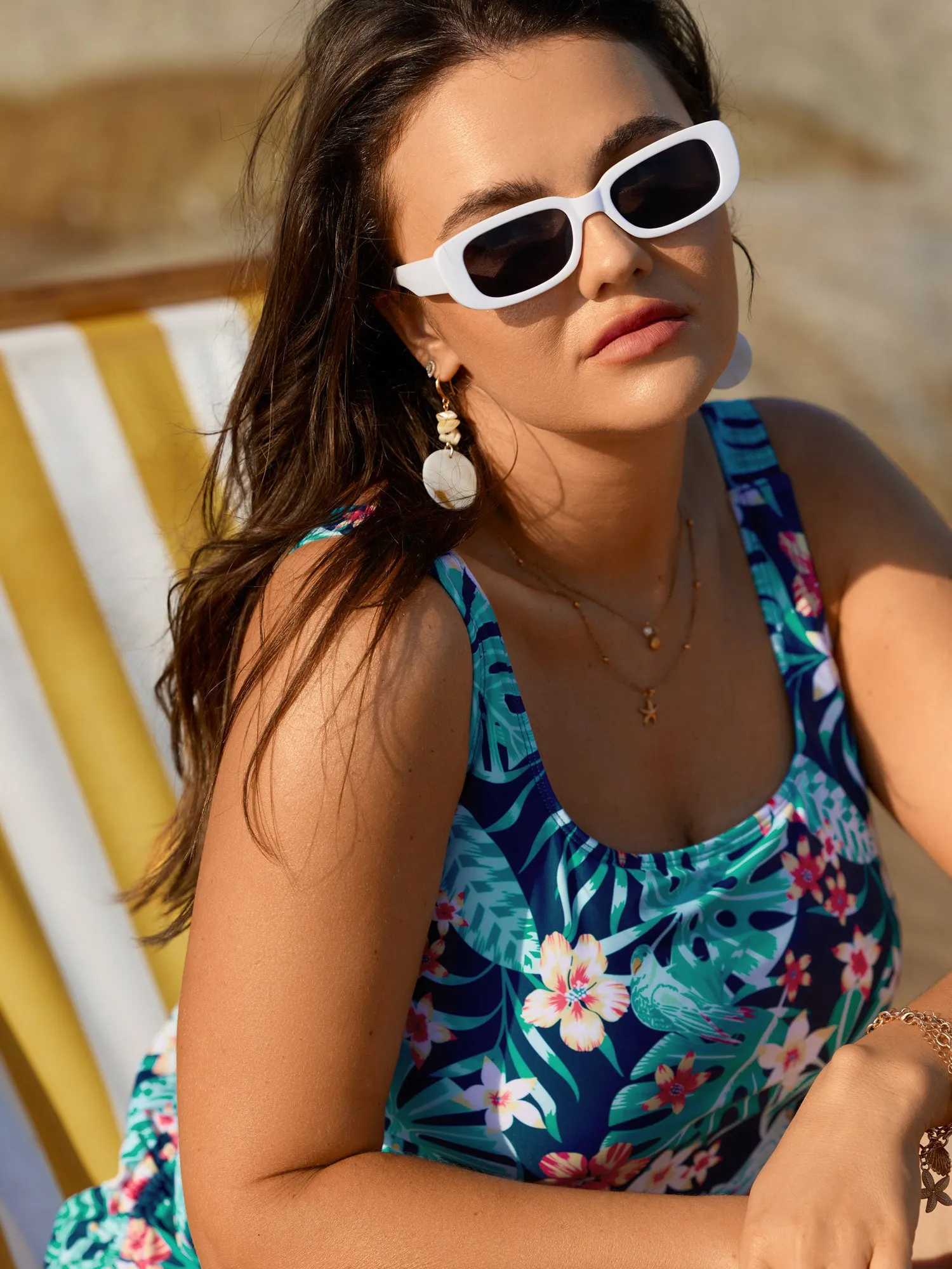 Breezy Tropical Print Drawstring Swim Top sold by Bloomchic product image thumbnail 4