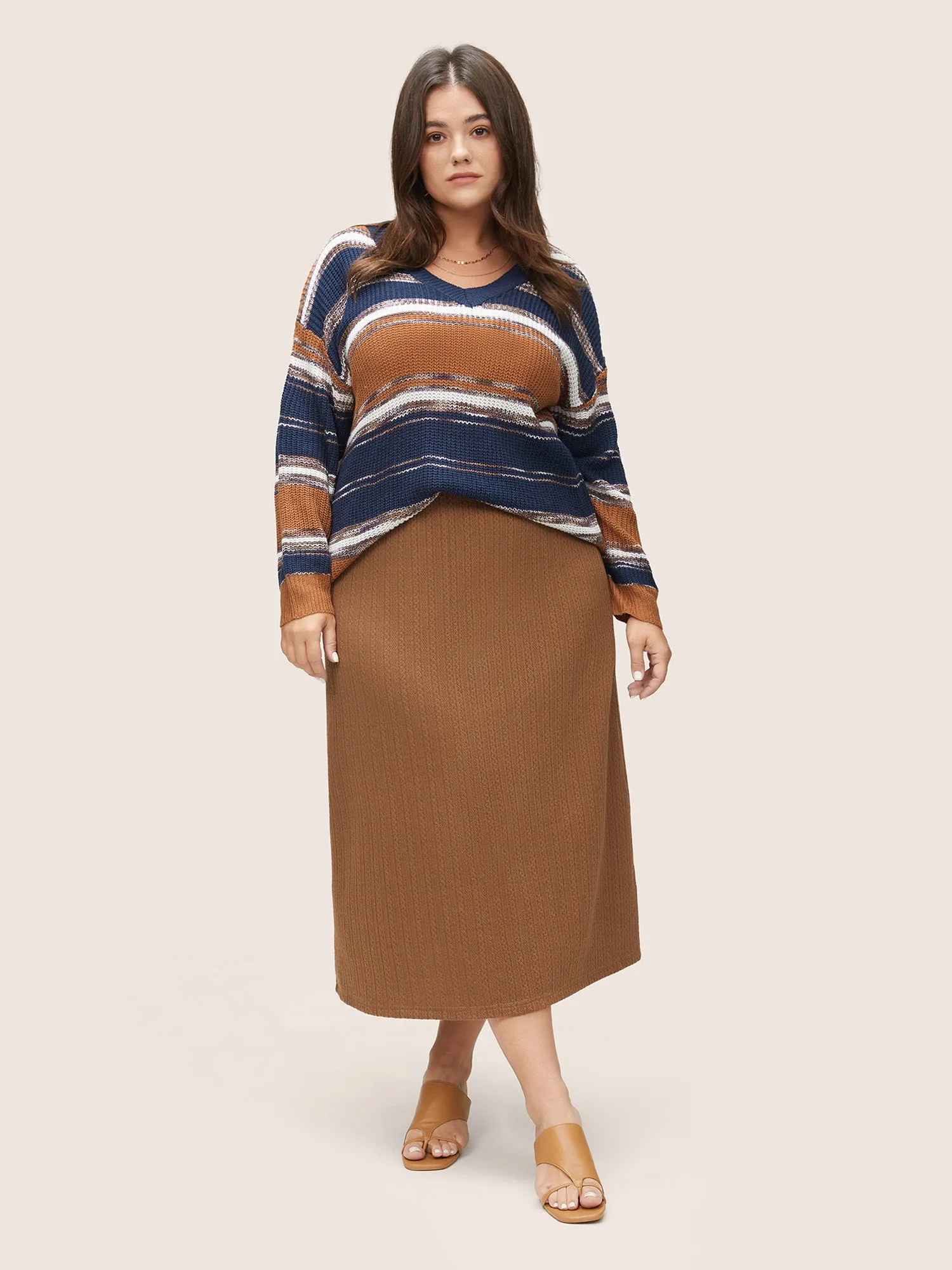 Striped Colorblock Contrast Heather Patchwork Pullover sold by Bloomchic product image thumbnail 4