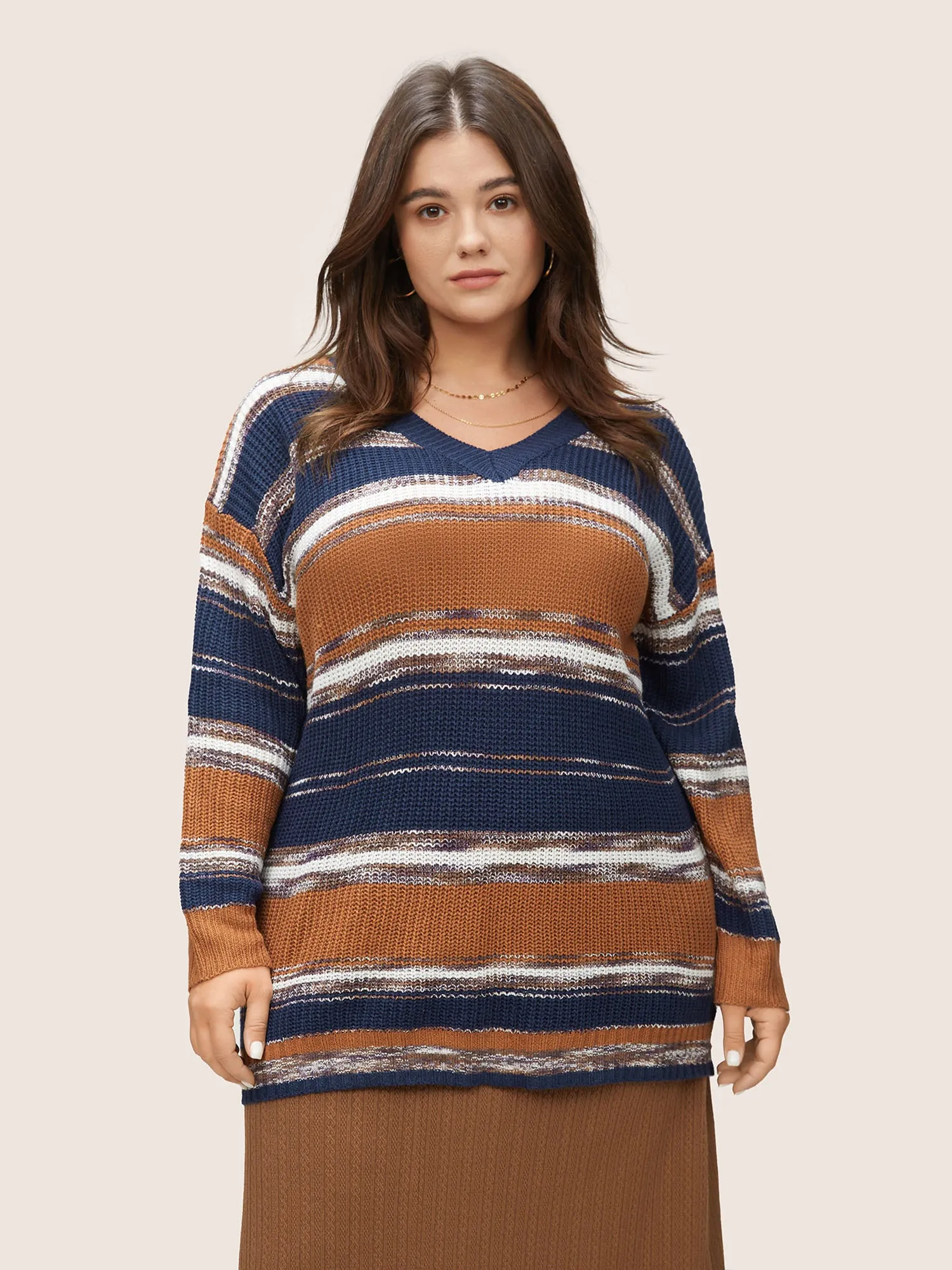 Striped Colorblock Contrast Heather Patchwork Pullover sold by Bloomchic product image thumbnail 3