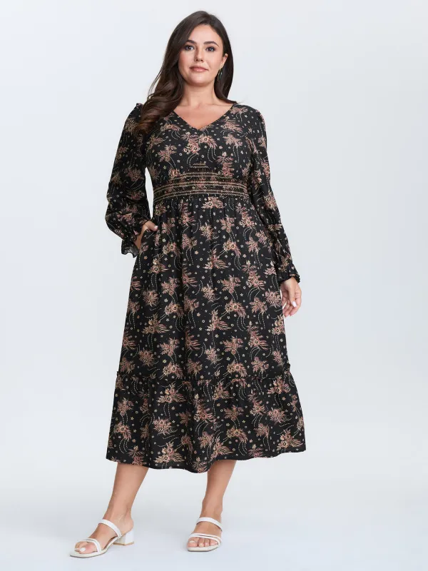 Floral Print Triangular Waist Midi Dress sold by Bloomchic