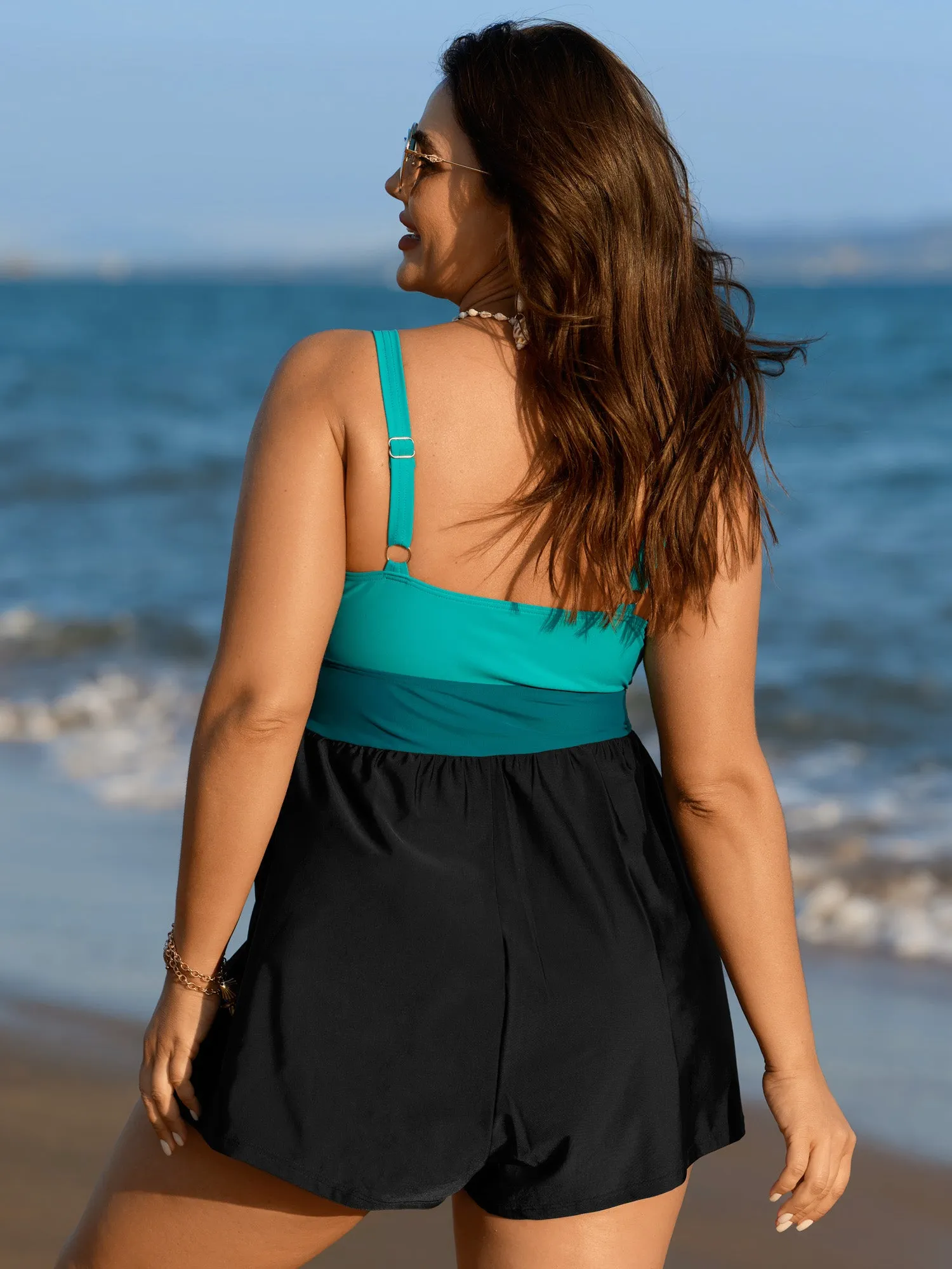 Colorblock Button Pockets One Piece Swimsuit sold by Bloomchic product image thumbnail 5