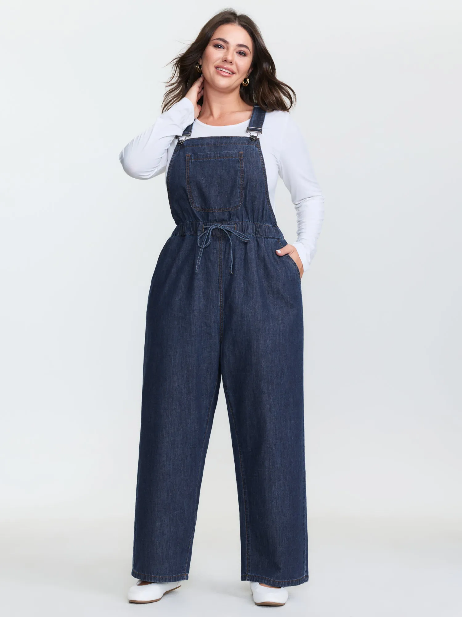 Drawstring Waist Adjustable Overall Jumpsuit sold by Bloomchic product image thumbnail 3