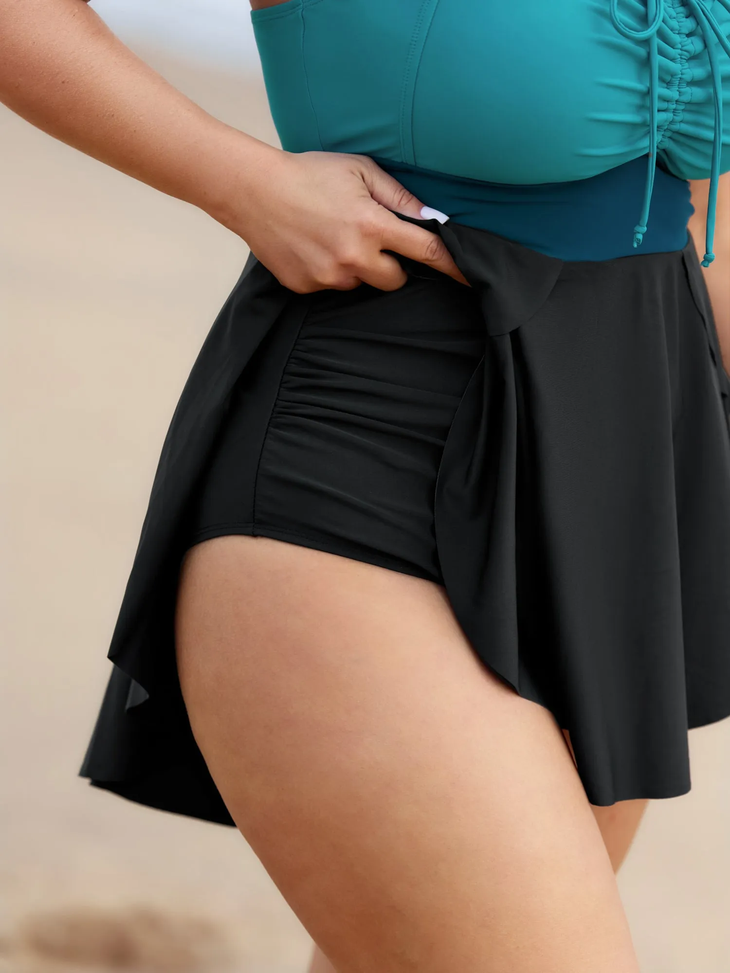 Colorblock Drawstring Adjustable Swim Dress sold by Bloomchic product image thumbnail 4