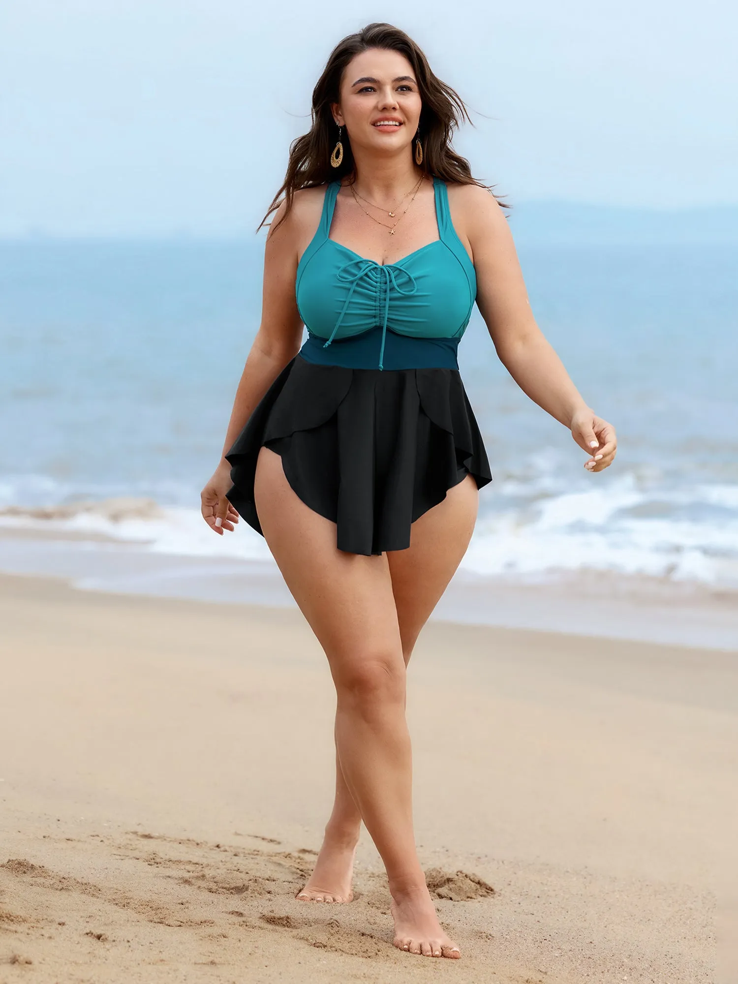 Colorblock Drawstring Adjustable Swim Dress sold by Bloomchic product image thumbnail 3