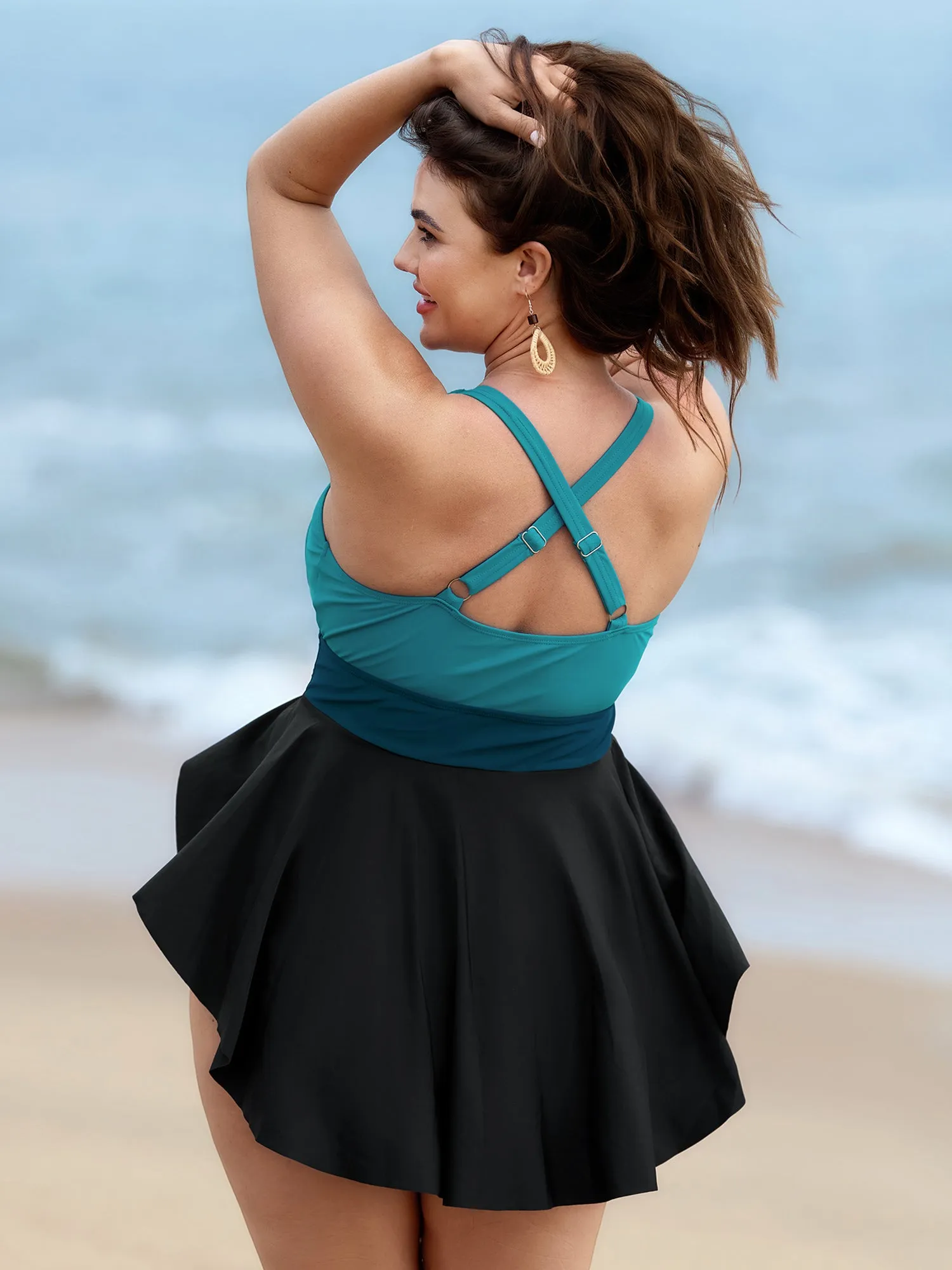 Colorblock Drawstring Adjustable Swim Dress sold by Bloomchic product image thumbnail 5