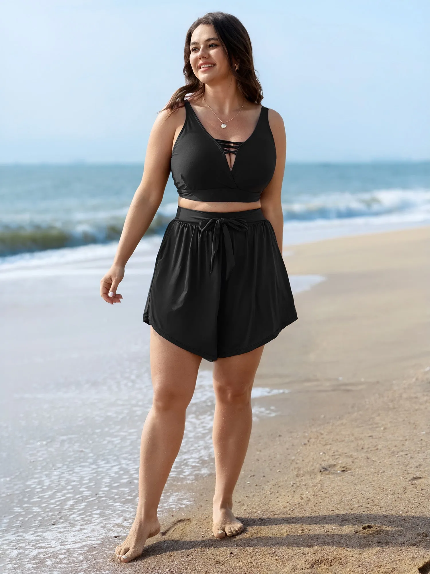 High-Waist Tie Pocket Swim Bottoms sold by Bloomchic product image thumbnail 2