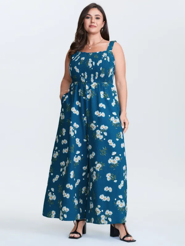 Stretchy Shirred Waist Floral Jumpsuit sold by Bloomchic