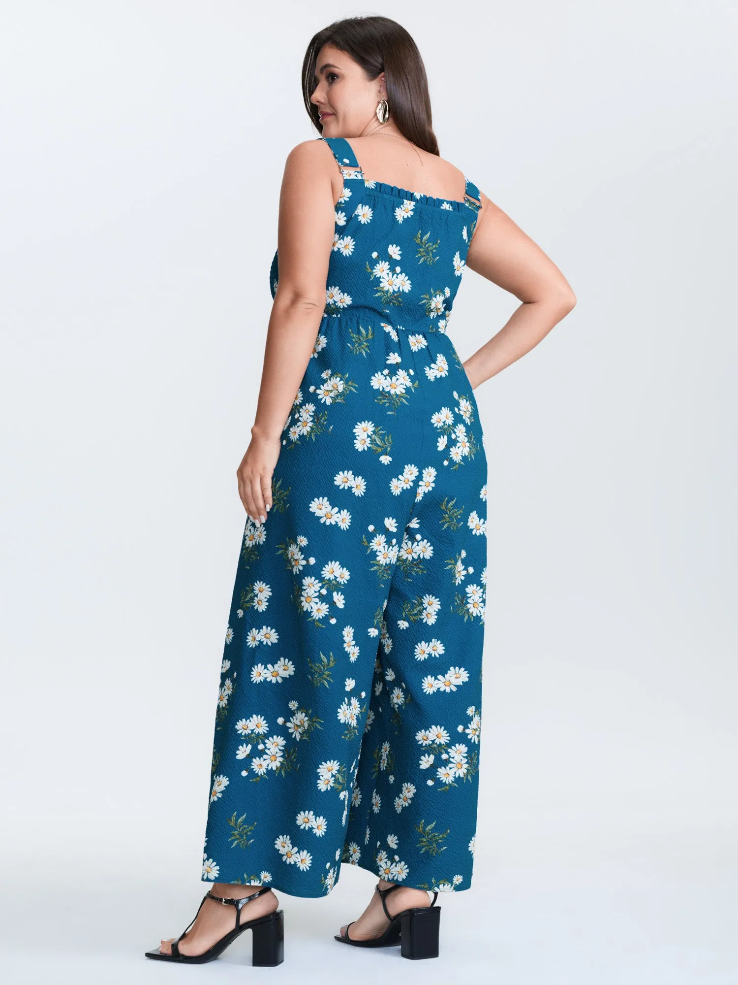 Stretchy Shirred Waist Floral Jumpsuit sold by Bloomchic product image thumbnail 3