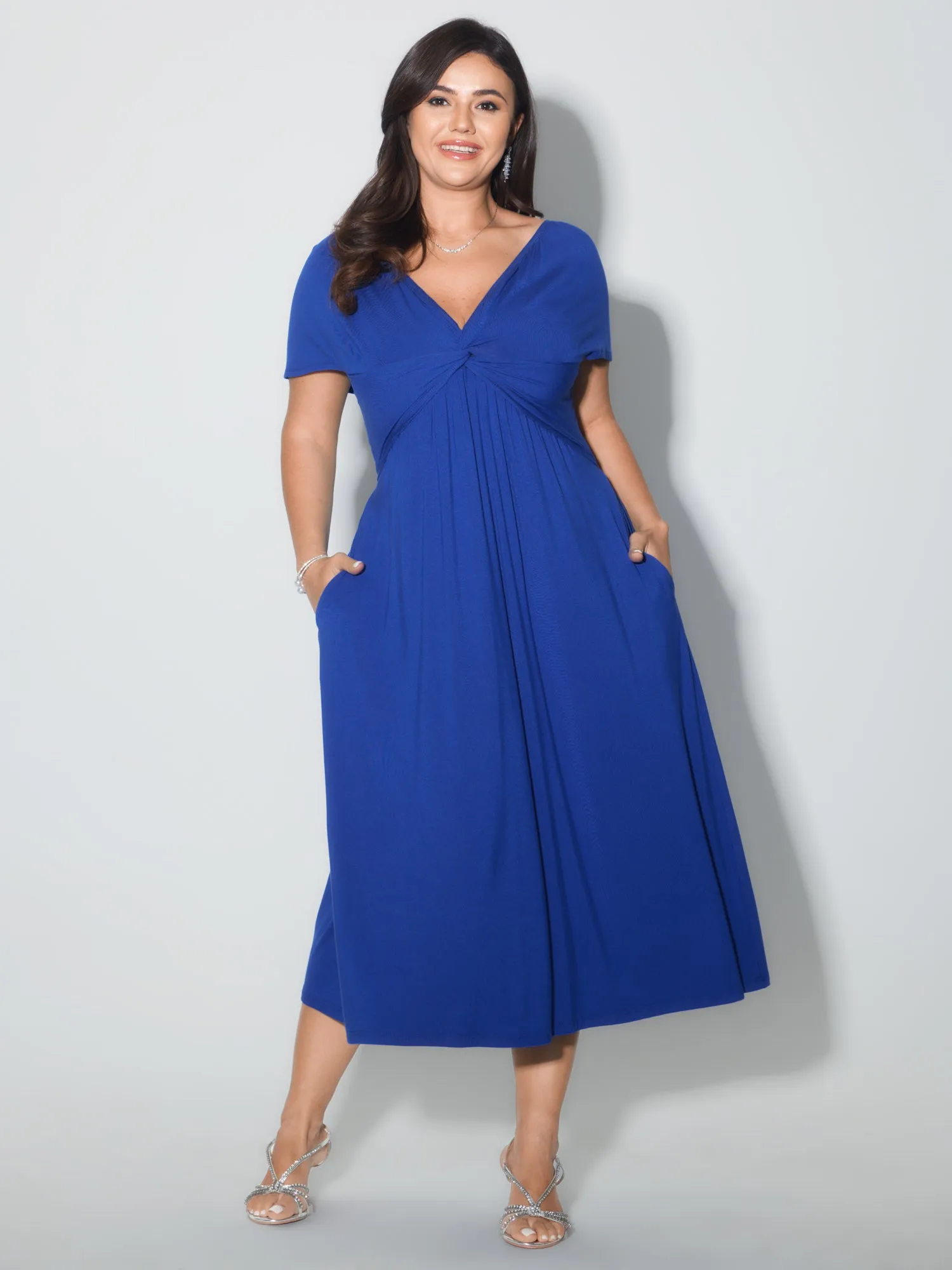 Supersoft Ruched Off-Shoulder Pocket Midi Dress sold by Bloomchic product image thumbnail 3