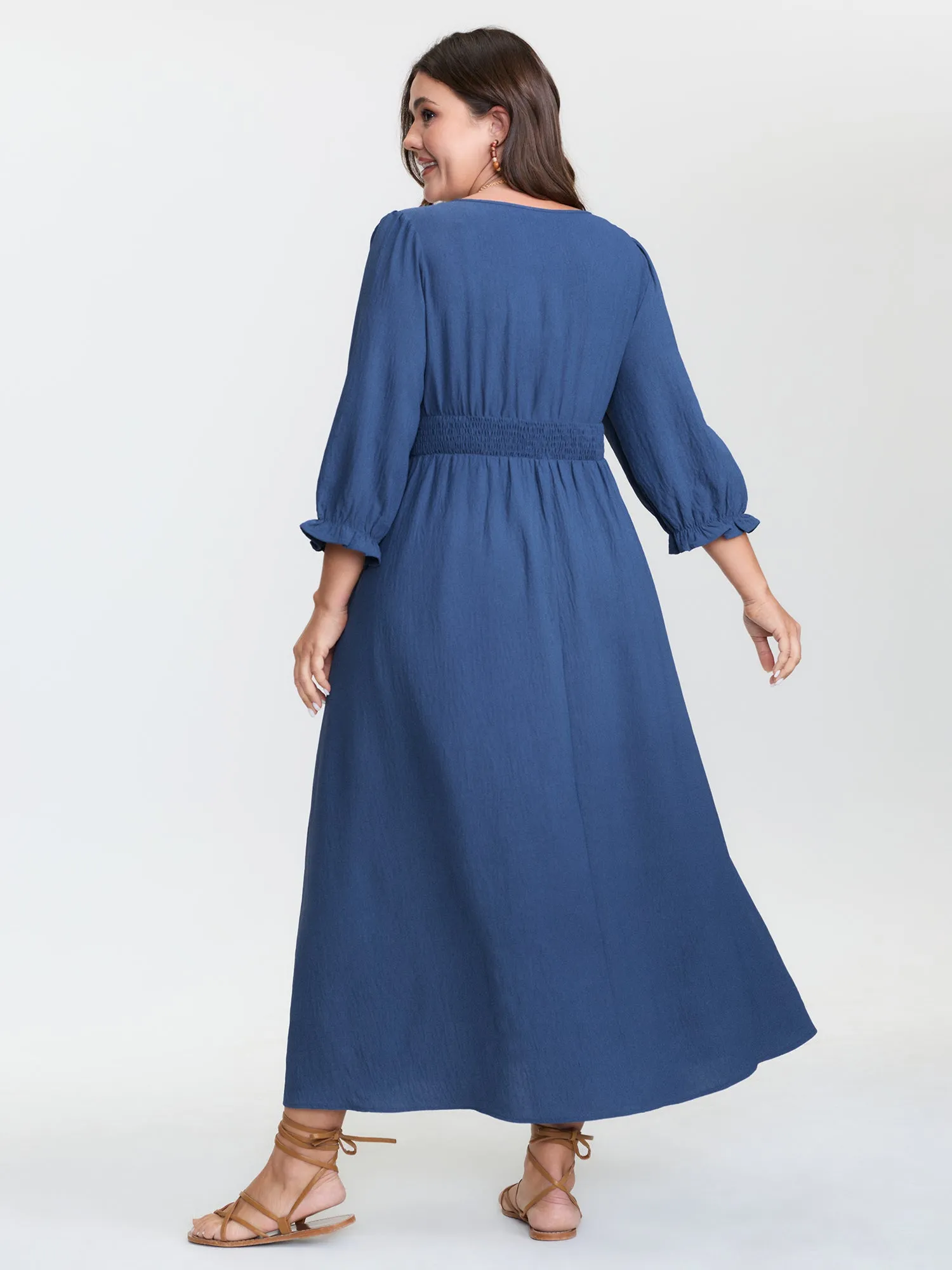 Lace Trim Cinched-Waist Maxi Dress sold by Bloomchic product image thumbnail 5