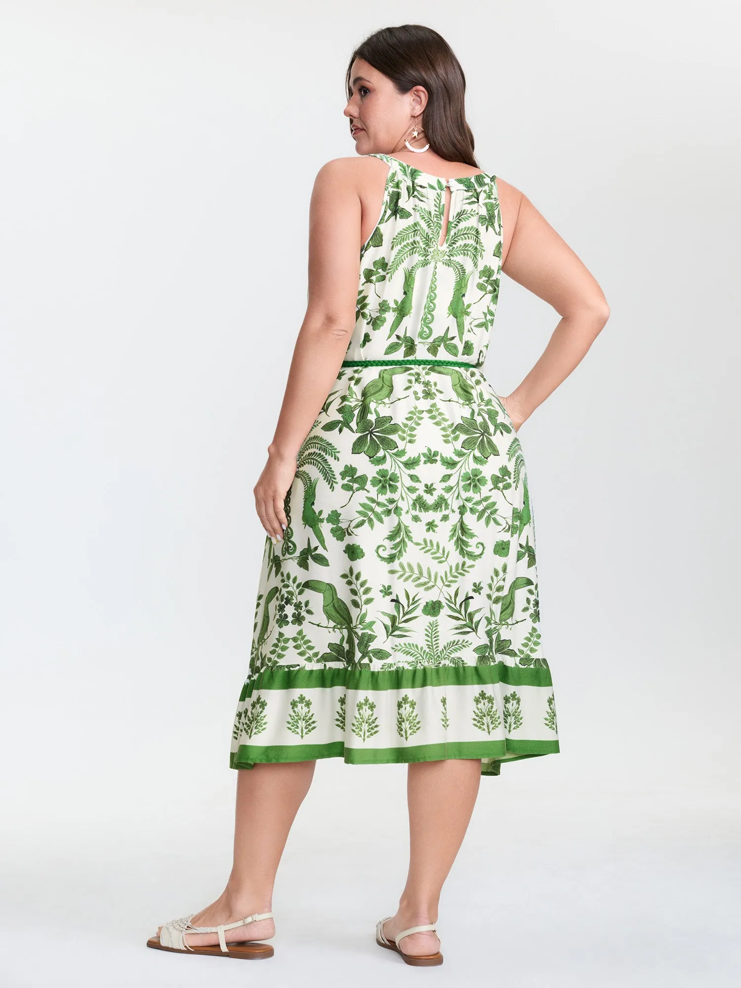 Floral Whisper Print Waist-Tie Midi Dress sold by Bloomchic product image thumbnail 4