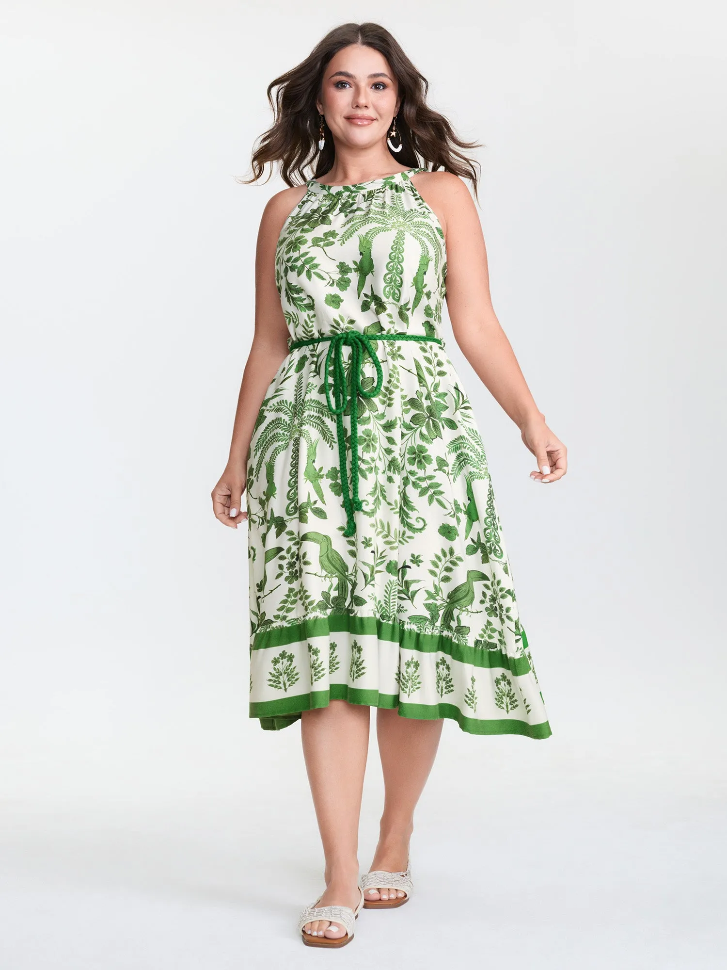 Floral Whisper Print Waist-Tie Midi Dress sold by Bloomchic product image thumbnail 3
