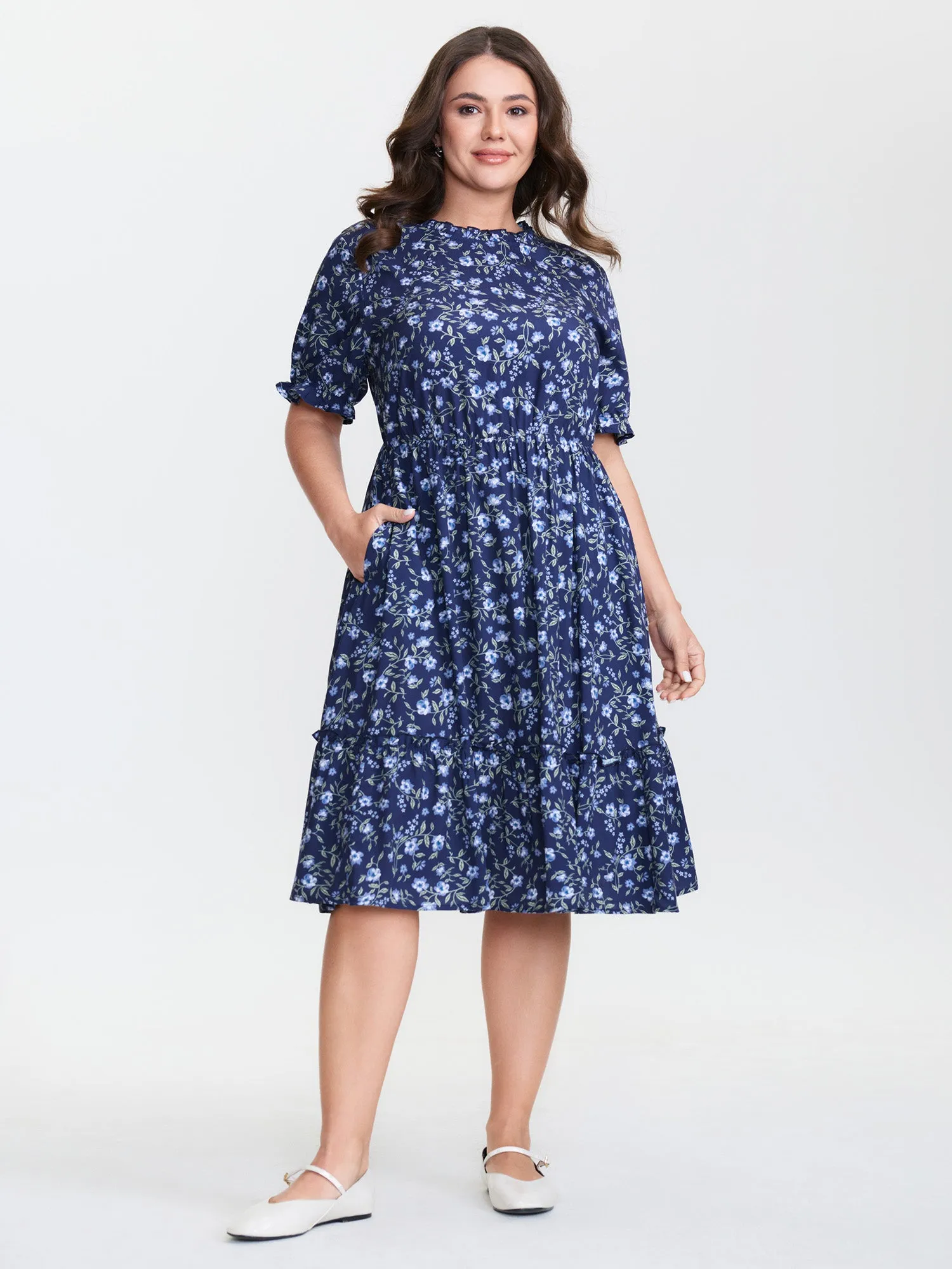 Spring Floral Print Pockets Midi Dress sold by Bloomchic product image thumbnail 3