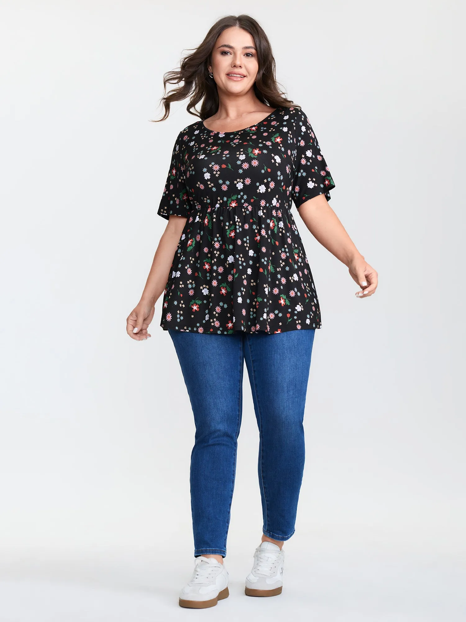 Stretchy Crisscross Back Floral Knit Top sold by Bloomchic product image thumbnail 3