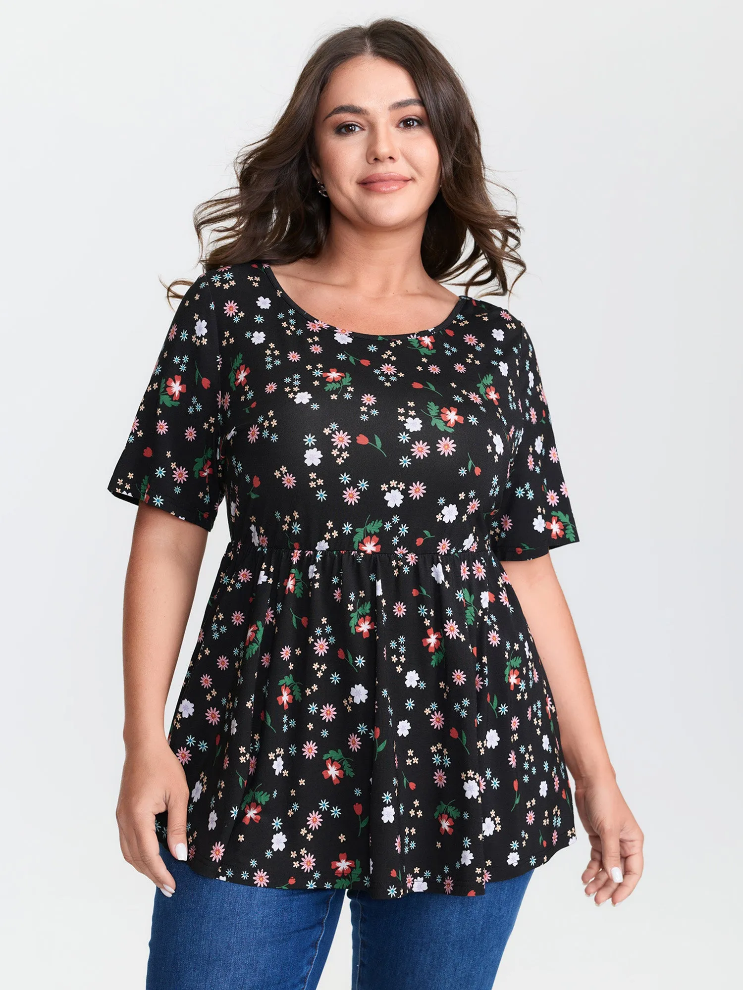 Stretchy Crisscross Back Floral Knit Top sold by Bloomchic