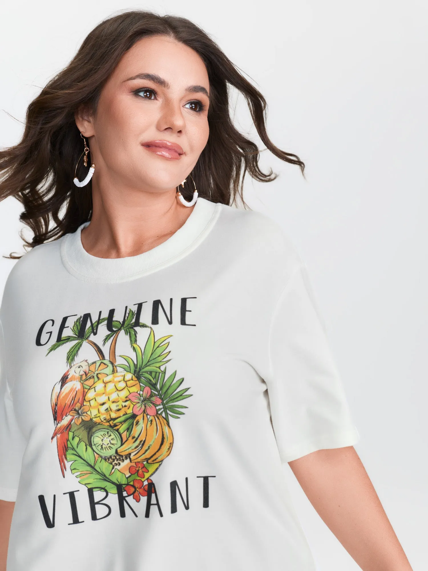Bright Fruit Print Plain T-Shirt sold by Bloomchic product image thumbnail 2