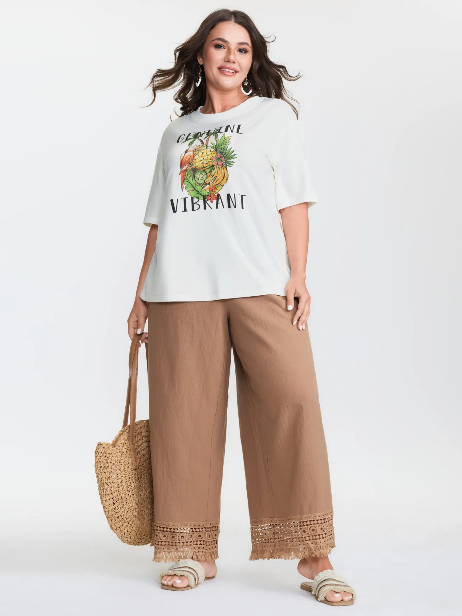 Bright Fruit Print Plain T-Shirt sold by Bloomchic product image thumbnail 3