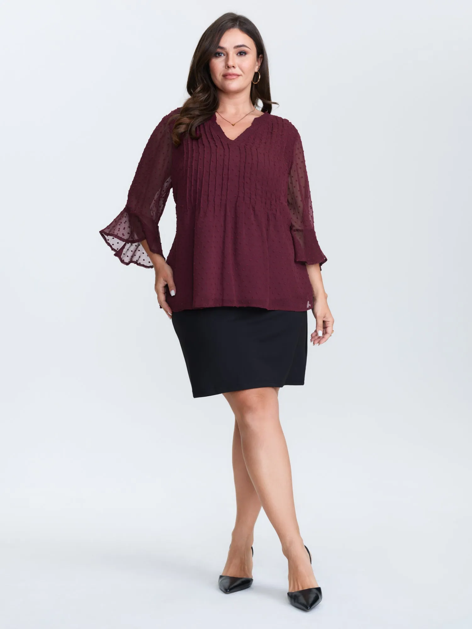 Chiffon Textured Toothpick Pleat Blouse sold by Bloomchic product image thumbnail 3