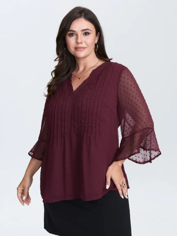 Chiffon Textured Toothpick Pleat Blouse sold by Bloomchic