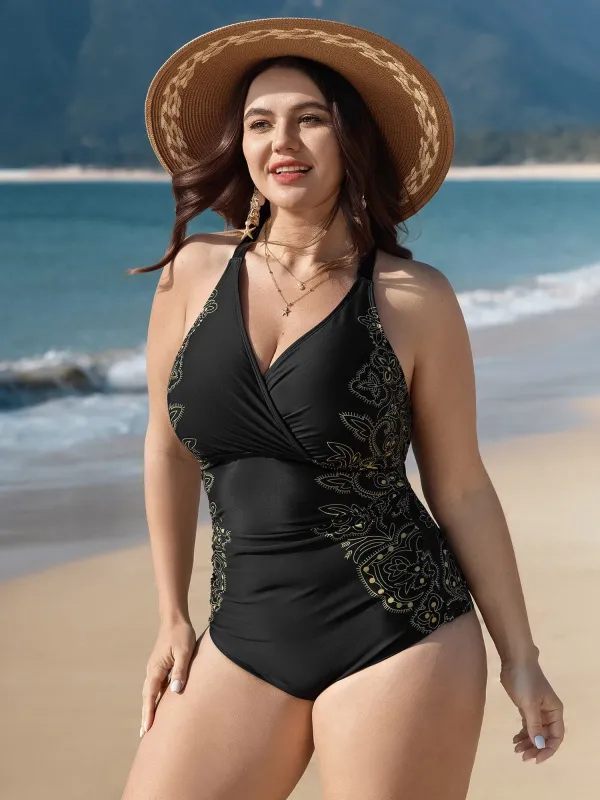 Floral Print Ruched One Piece Swimsuit sold by Bloomchic