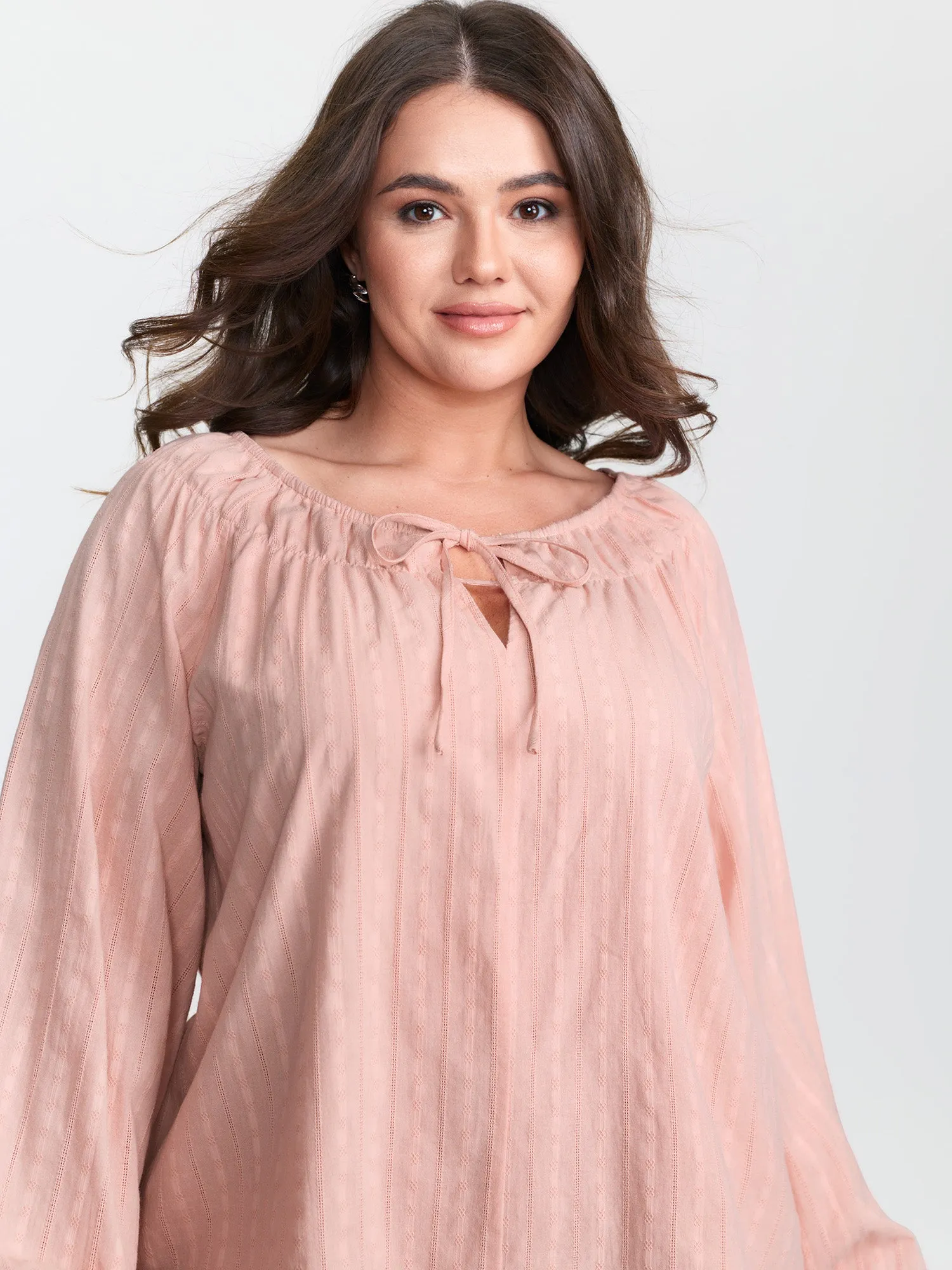 Pure Cotton Jacquard Neck-Tie Blouse sold by Bloomchic product image thumbnail 2