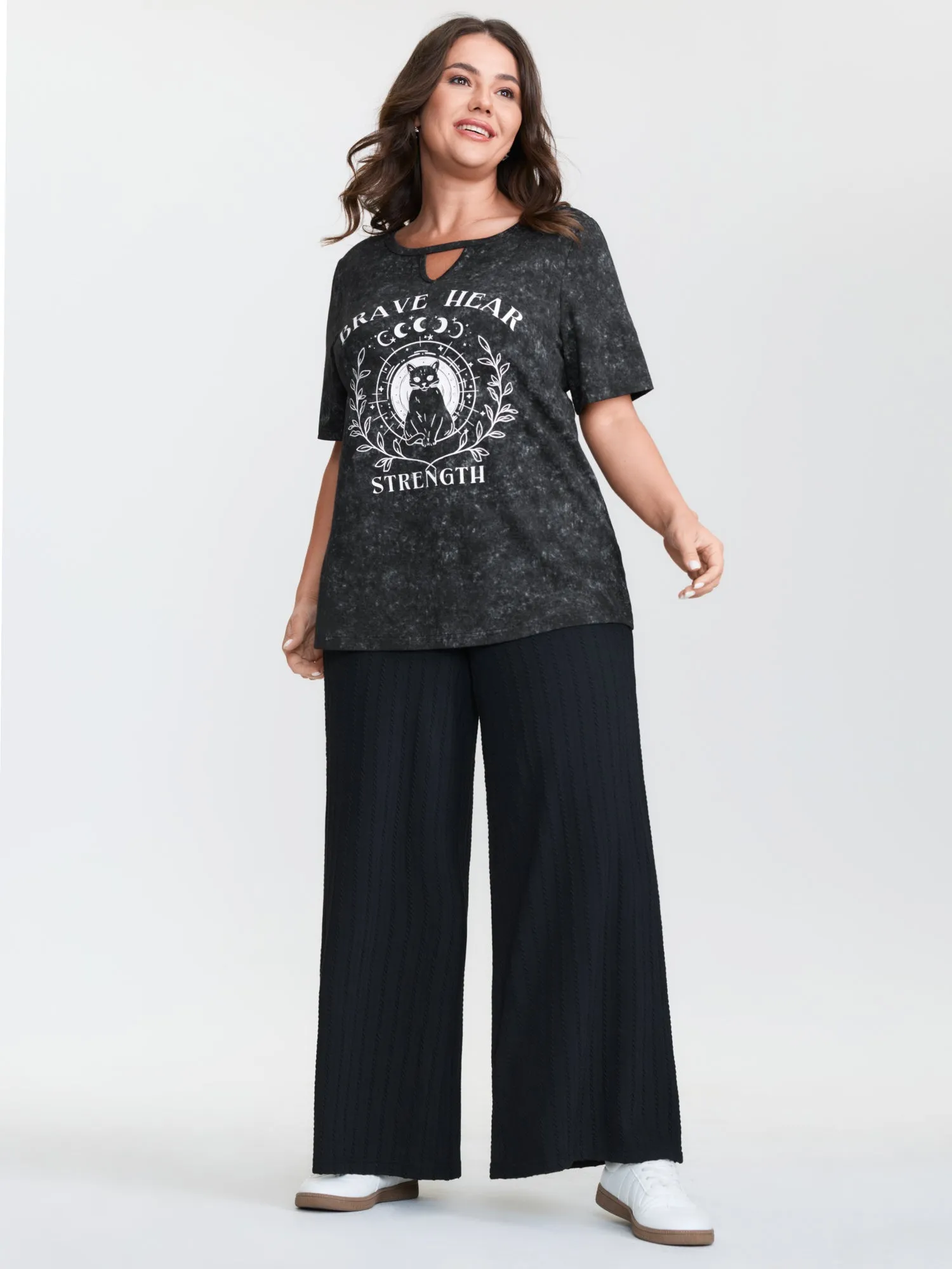 Supersoft Cat Pattern Cut-Out T-Shirt sold by Bloomchic product image thumbnail 3