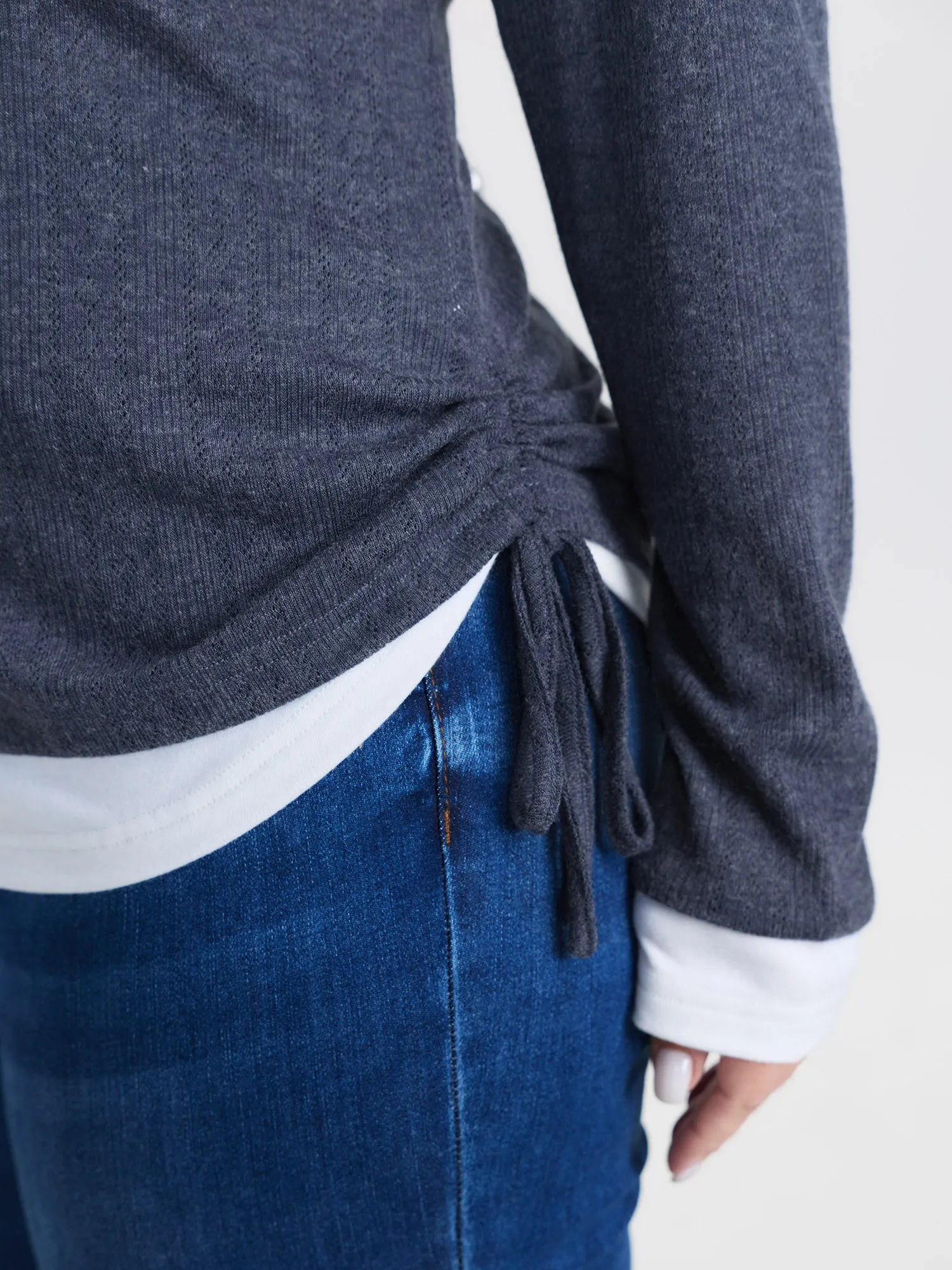 Supersoft 2-in-1 Textured Color Contrast T-Shirt sold by Bloomchic product image thumbnail 3