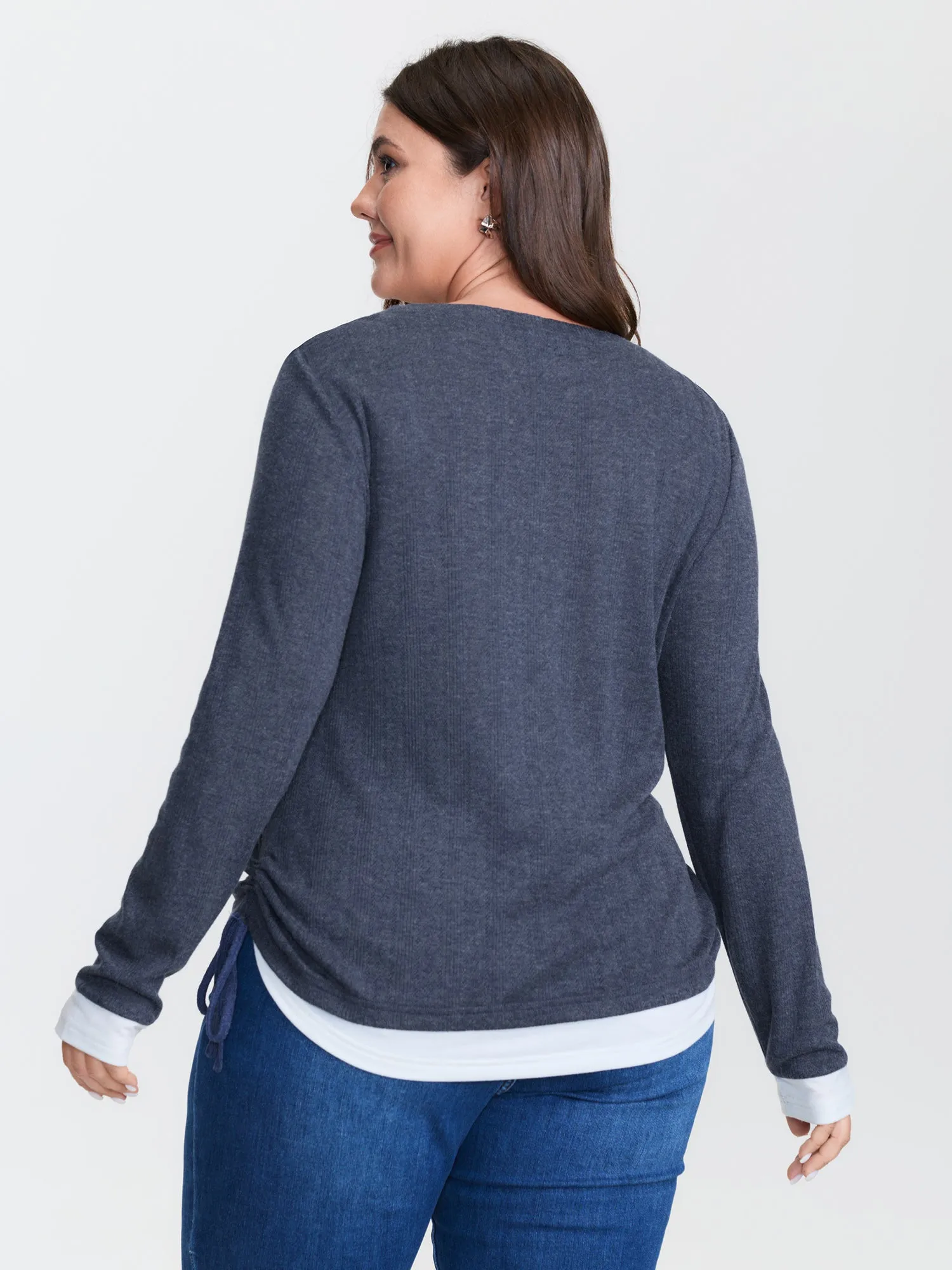 Supersoft 2-in-1 Textured Color Contrast T-Shirt sold by Bloomchic product image thumbnail 5