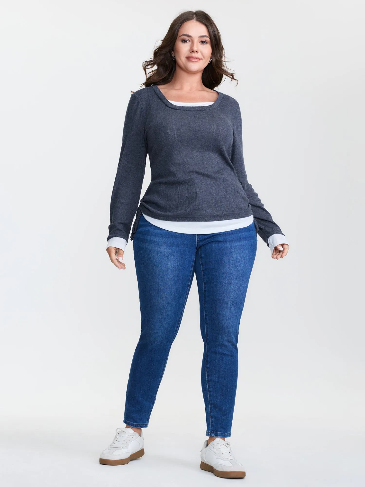 Supersoft 2-in-1 Textured Color Contrast T-Shirt sold by Bloomchic product image thumbnail 4