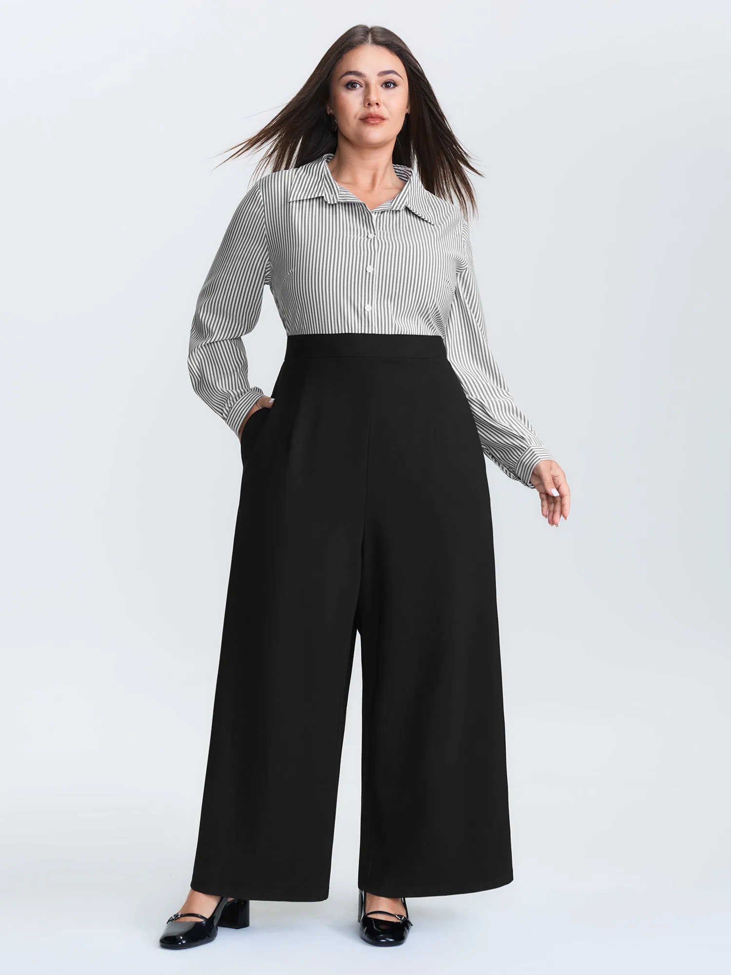 Striped Button Front Wide Leg Jumpsuit sold by Bloomchic product image thumbnail 3