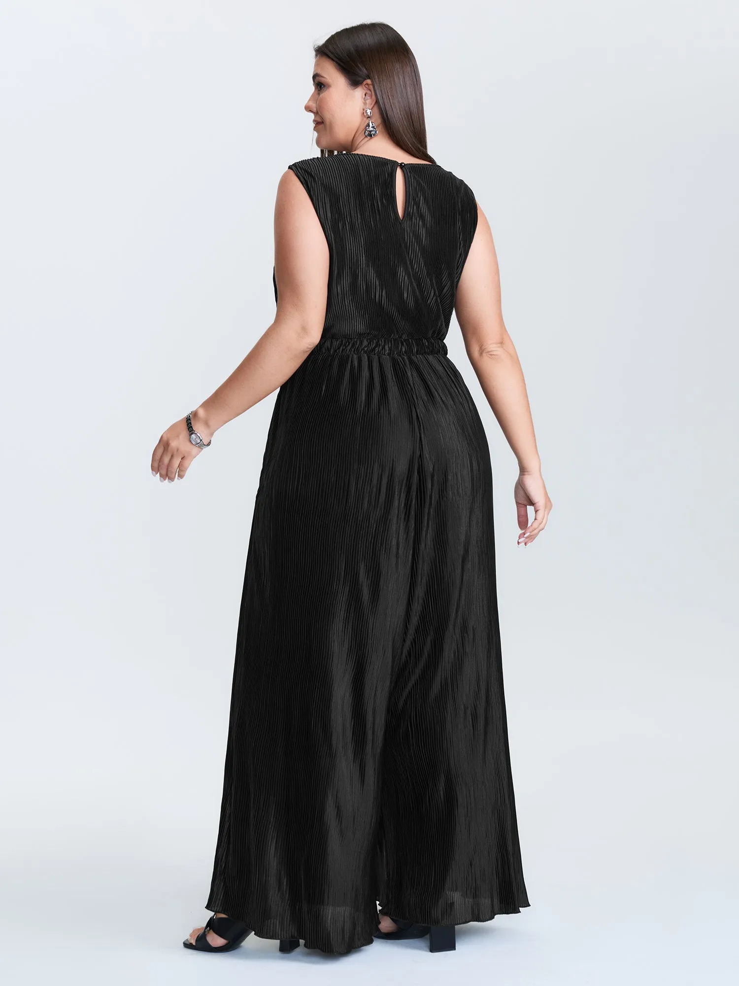 Textured Surplice Neck Wide Leg Jumpsuit sold by Bloomchic product image thumbnail 4