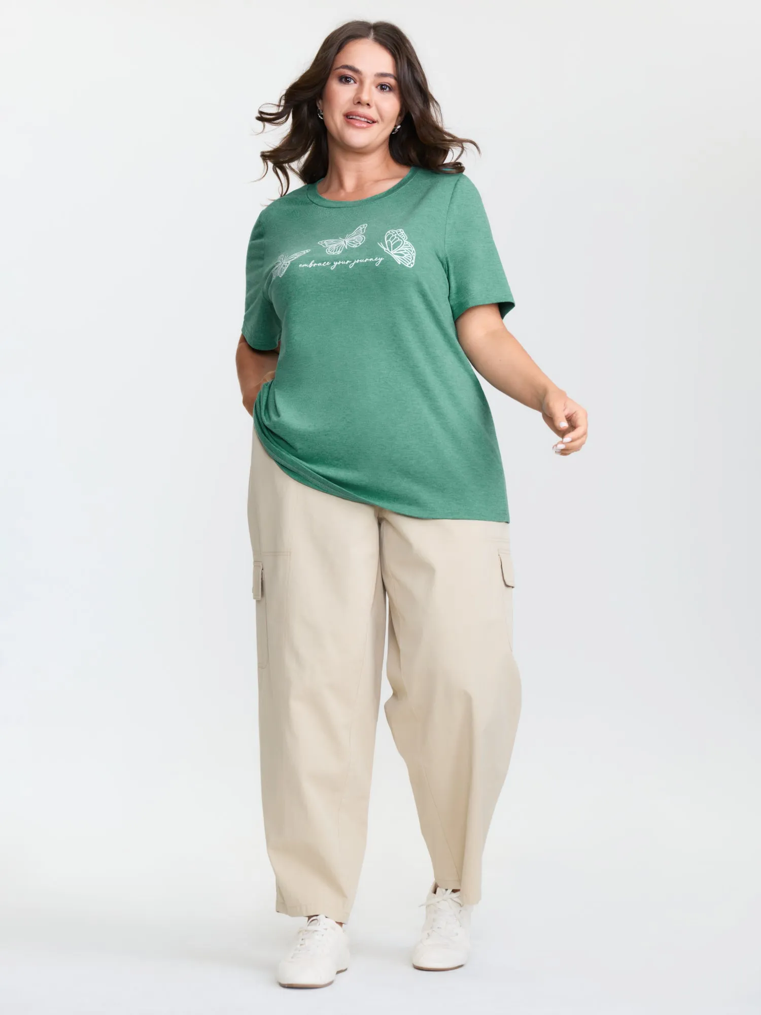 Crew Neck Butterfly Print T-Shirt sold by Bloomchic product image thumbnail 3