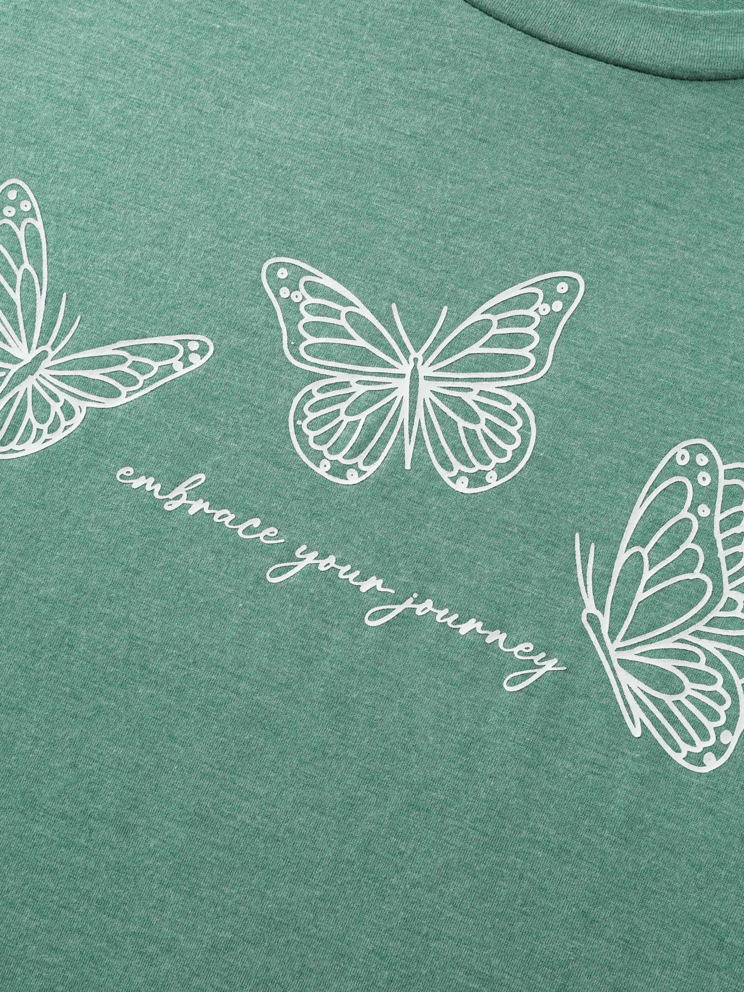 Crew Neck Butterfly Print T-Shirt sold by Bloomchic product image thumbnail 5