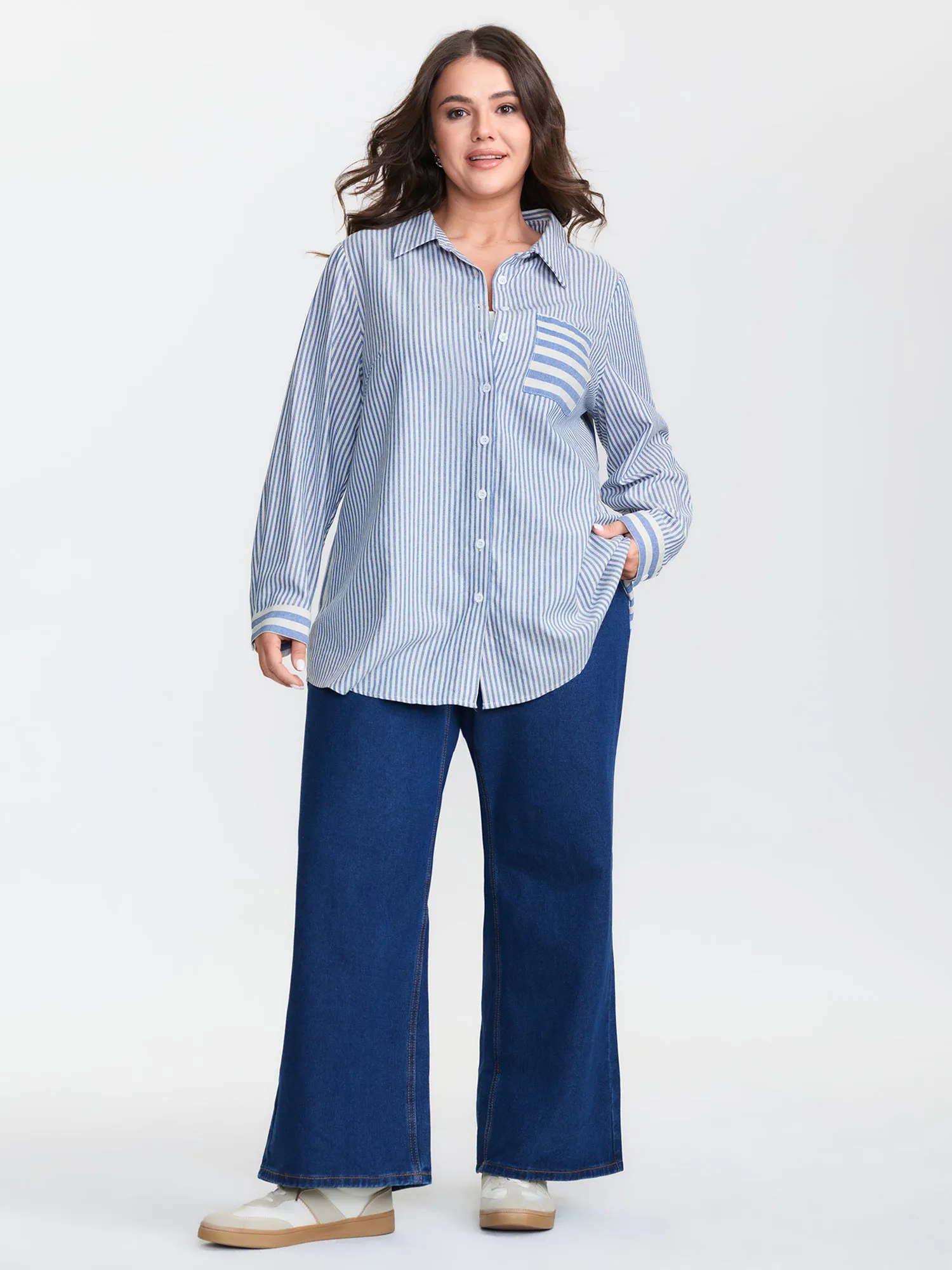 Nautical Striped Pocket Button Down Shirt sold by Bloomchic product image thumbnail 3