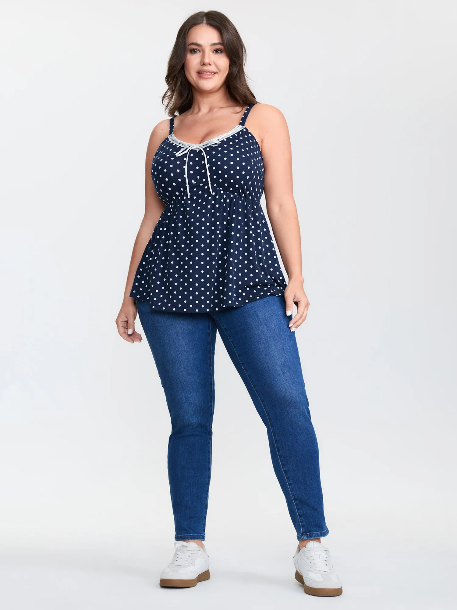 Polka Dot Lace Trim Bowknot Tank Top sold by Bloomchic product image thumbnail 3