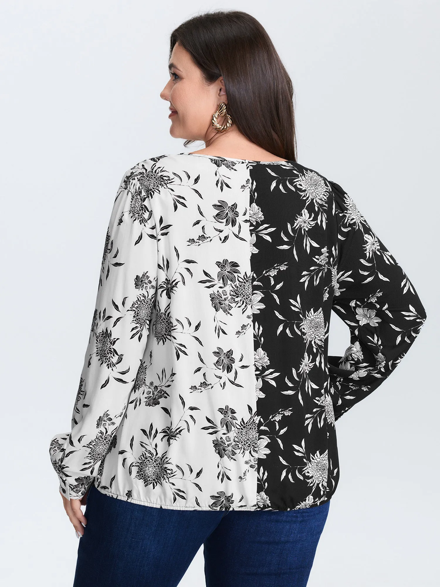 Floral Print Color Block Blouse sold by Bloomchic product image thumbnail 4