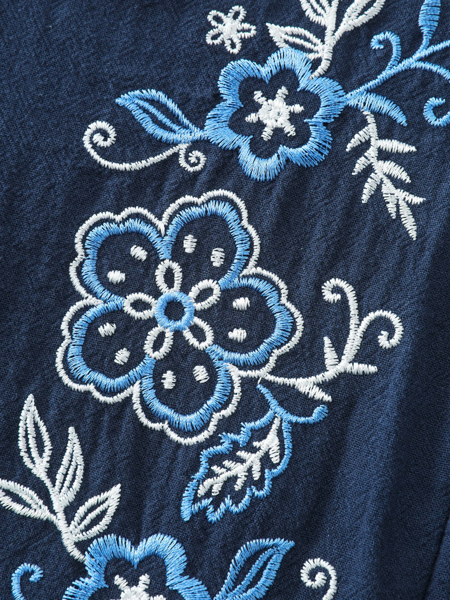 Cotton Floral Embroidery Notched Collar Midi Dress sold by Bloomchic product image thumbnail 5