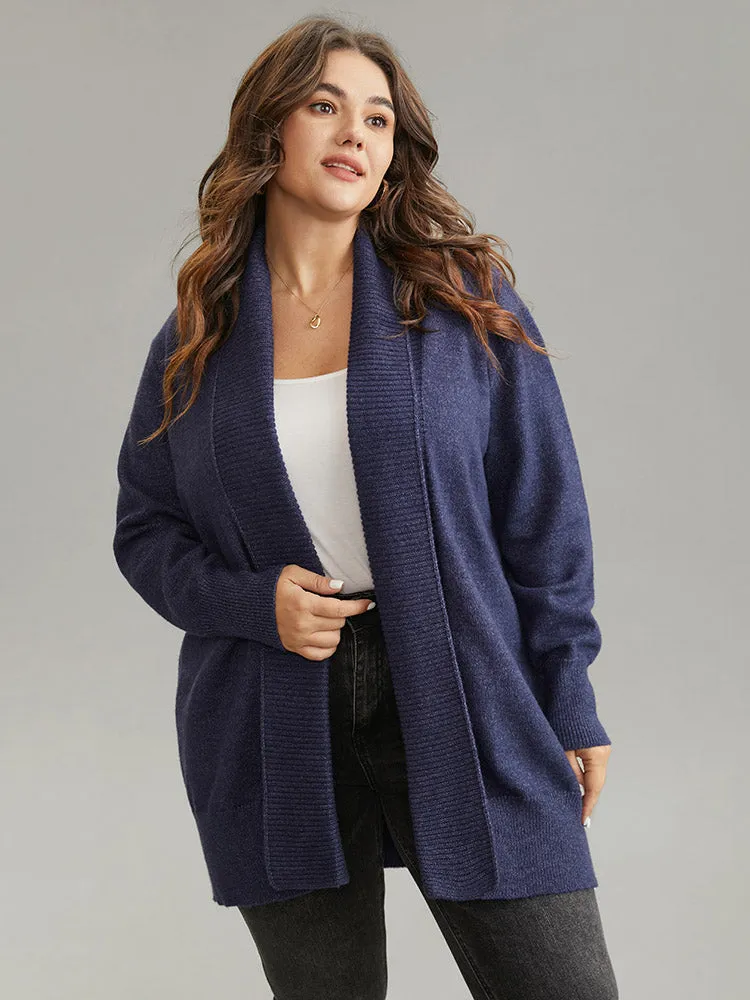 Anti-Pilling Solid Lapel Collar Open Front Cardigan sold by Bloomchic