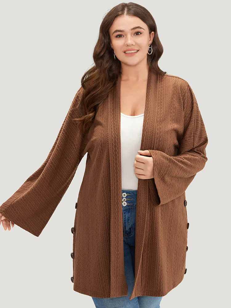 Halloween Texture Button Detail Open Front Kimono sold by Bloomchic